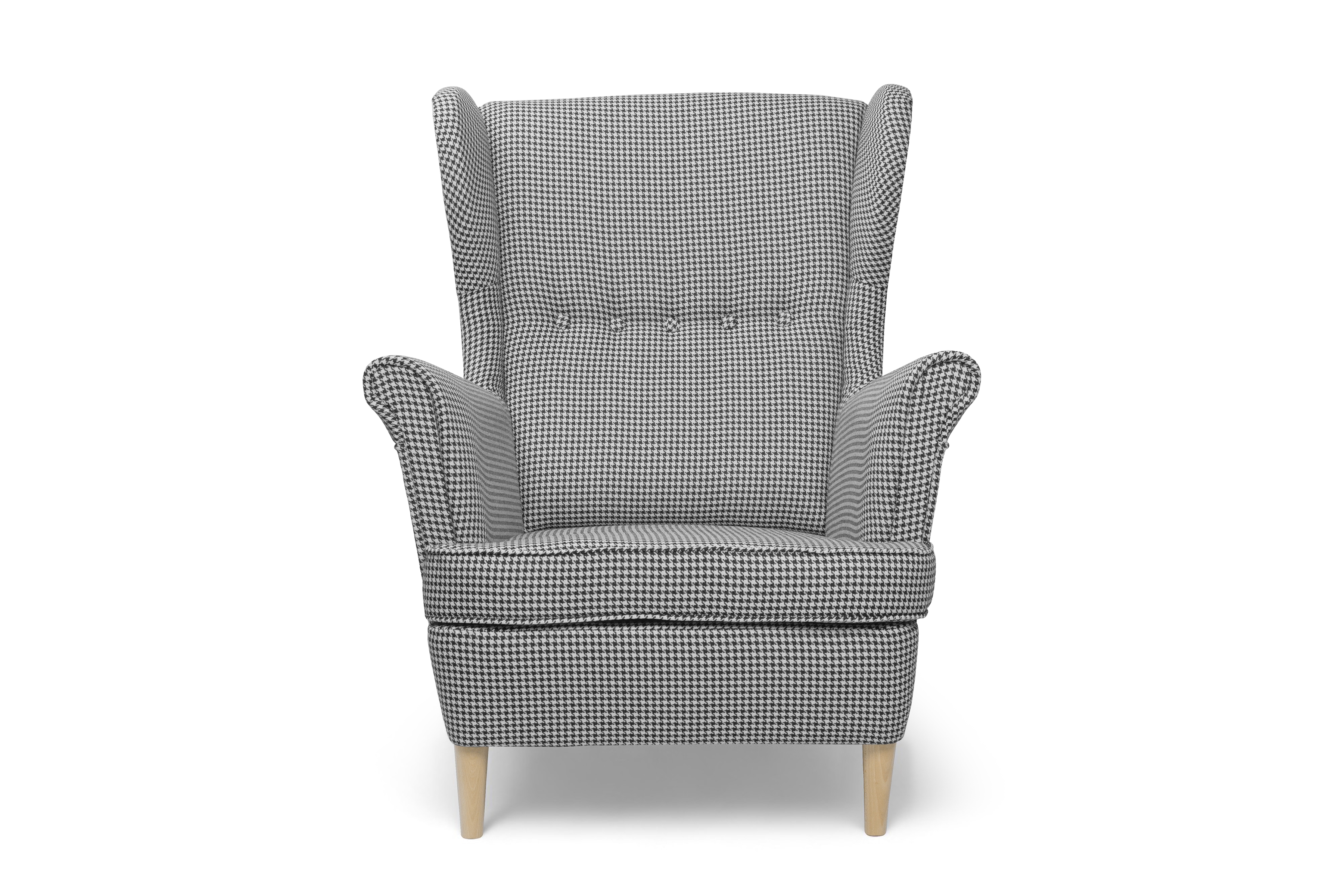 Křeslo ušák Vilano - vzor pepitka Kenia 700 / nohy buk Křeslo Ušák Vilano - wzor pepitka Kenia 700, Nohy buk 