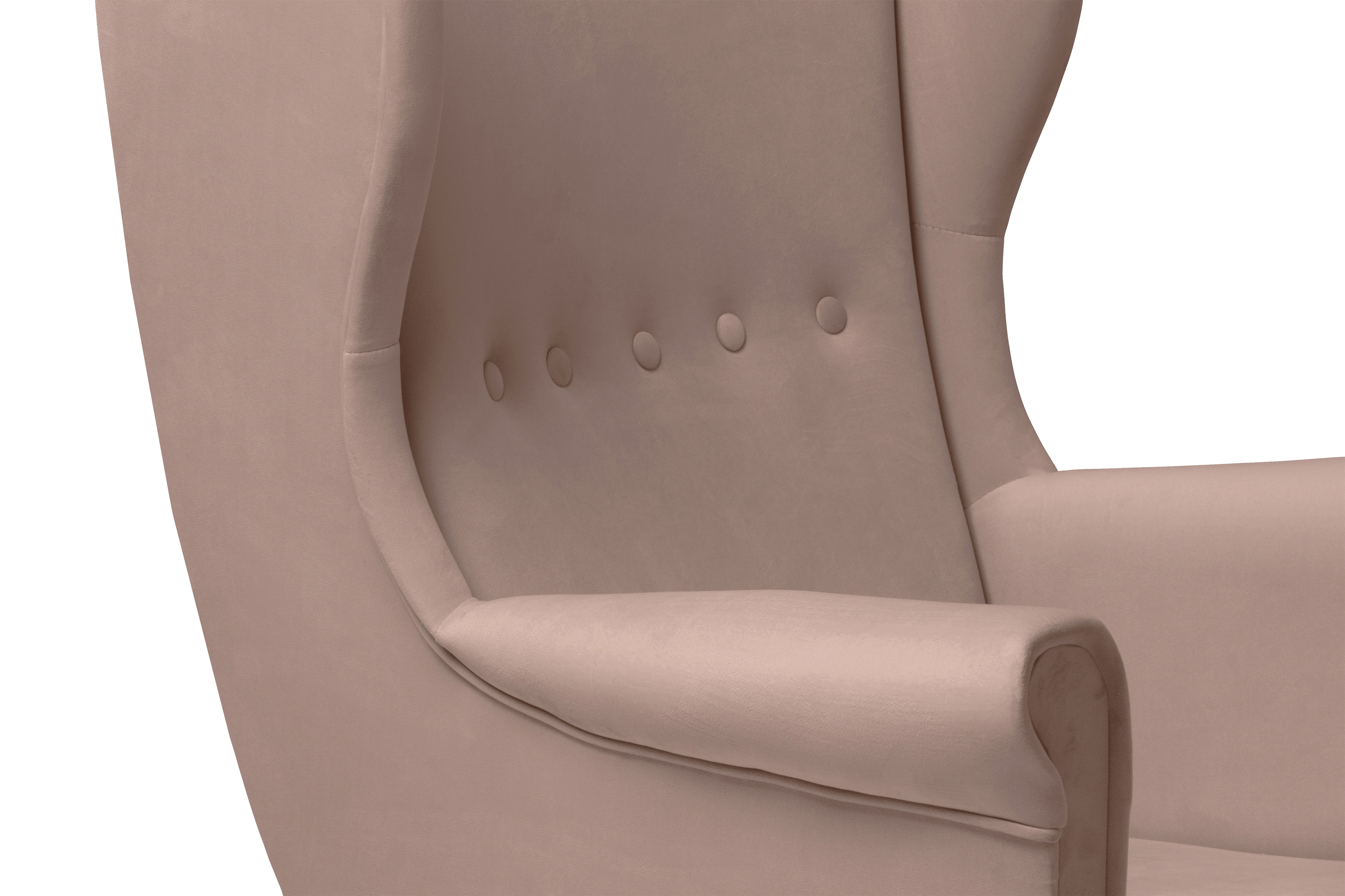 Křeslo ušák Vilano s podnožkou - růžový hydrofobní samet Matt Velvet 61 / nohy buk Křeslo Ušák Vilano z podnozkiem - Růžová samet hydrofobní  Matt Velvet 61 / Nohy buk 