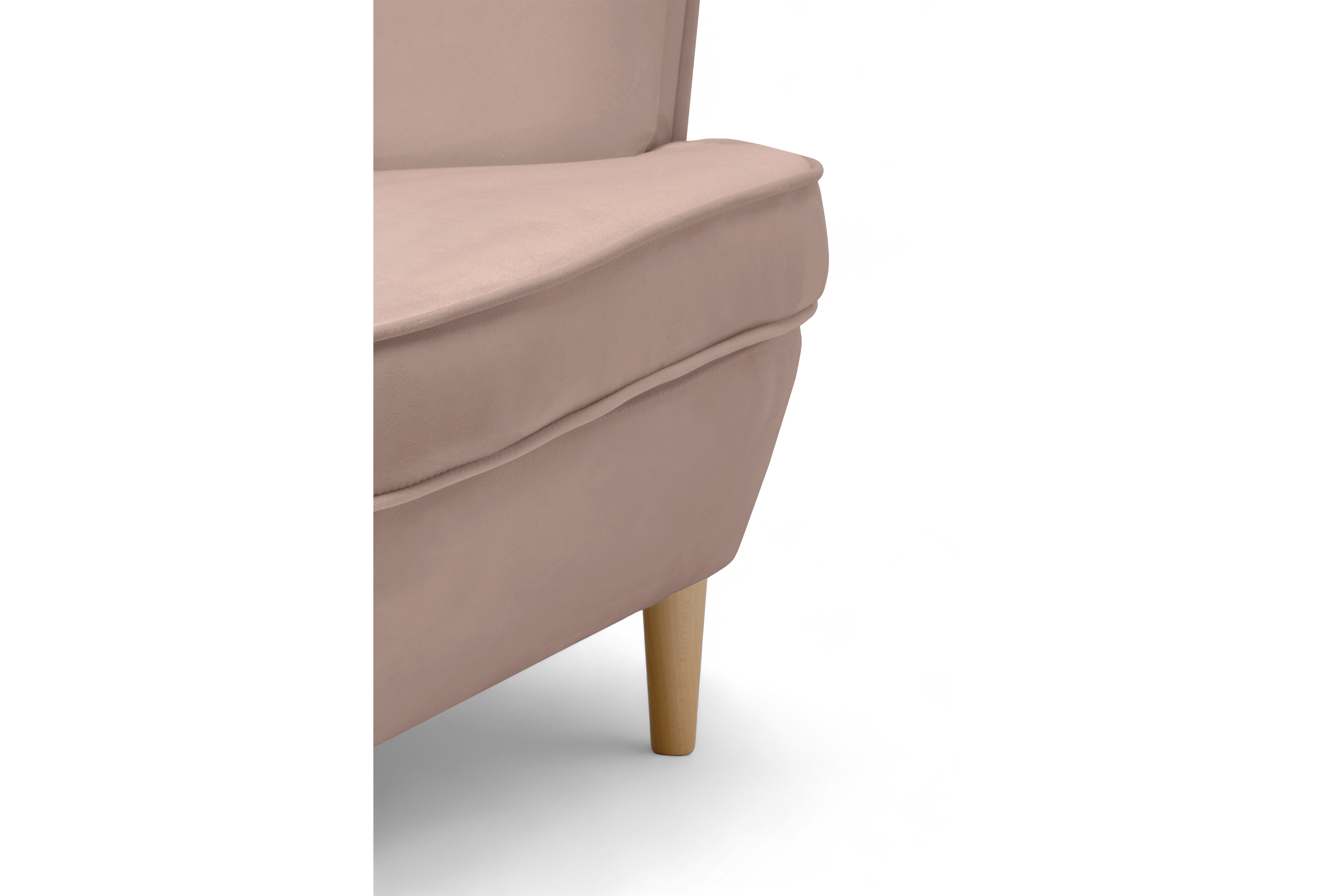 Křeslo ušák Vilano s podnožkou - růžový hydrofobní samet Matt Velvet 61 / nohy buk Křeslo Ušák Vilano z podnozkiem - Růžová samet hydrofobní  Matt Velvet 61 / Nohy buk 