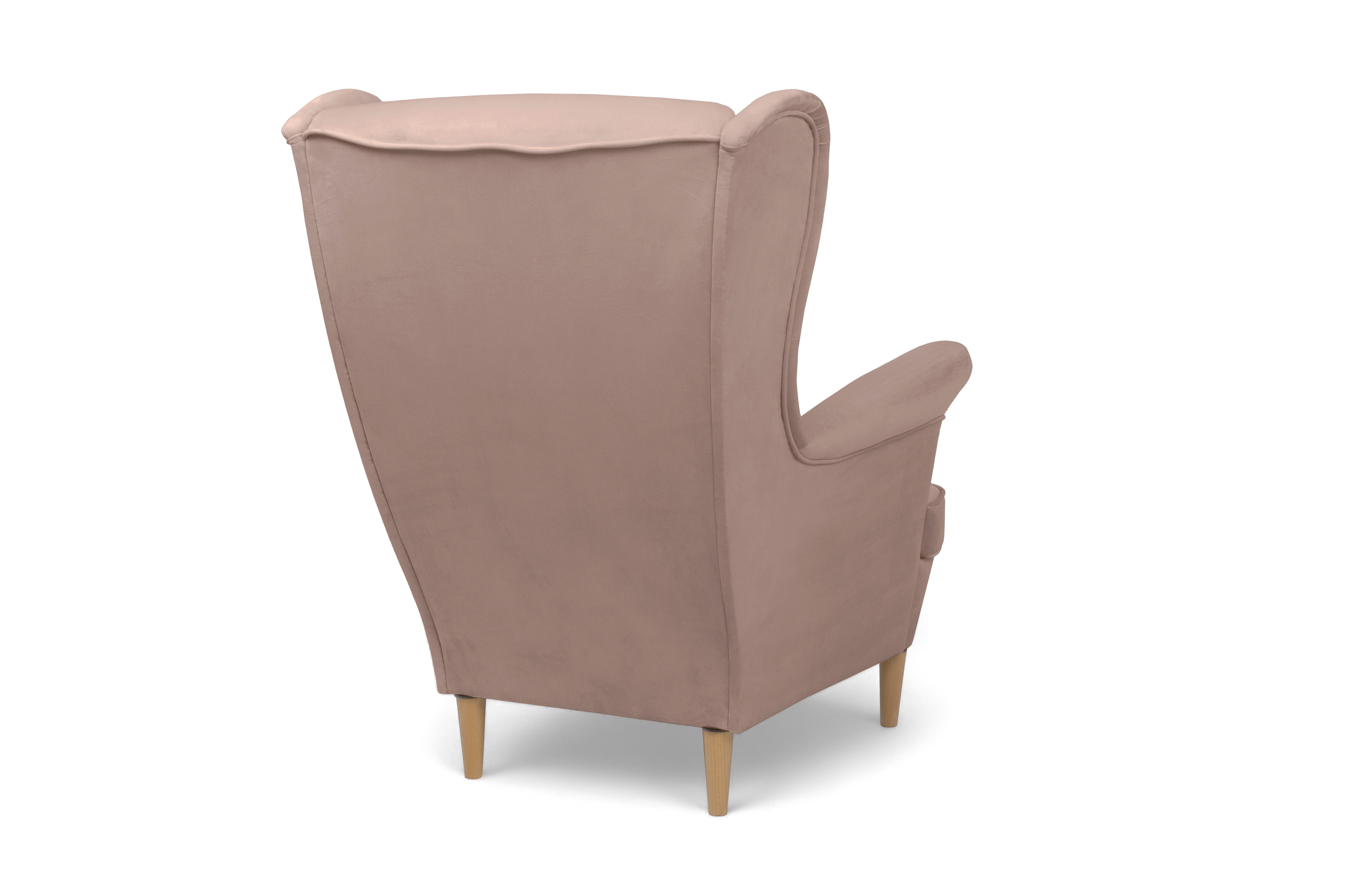 Křeslo ušák Vilano s podnožkou - růžový hydrofobní samet Matt Velvet 61 / nohy buk Křeslo Ušák Vilano z podnozkiem - Růžová samet hydrofobní  Matt Velvet 61 / Nohy buk 