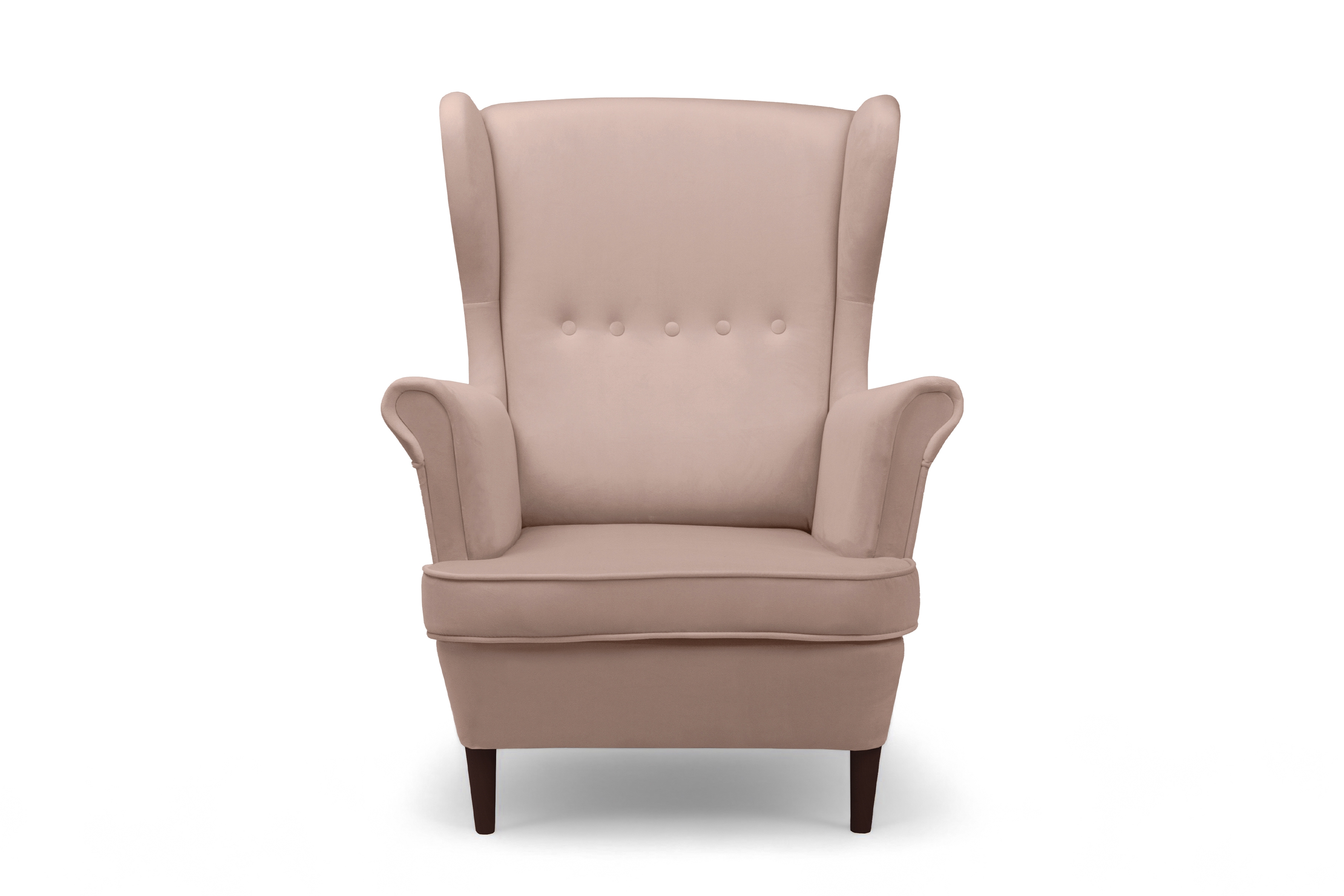 Křeslo ušák Vilano s podnožkou - růžový hydrofobní samet Matt Velvet 61 / nohy venge Křeslo Ušák Vilano z podnozkiem - Růžová samet hydrofobní  Matt Velvet 61 / Nohy Venge 