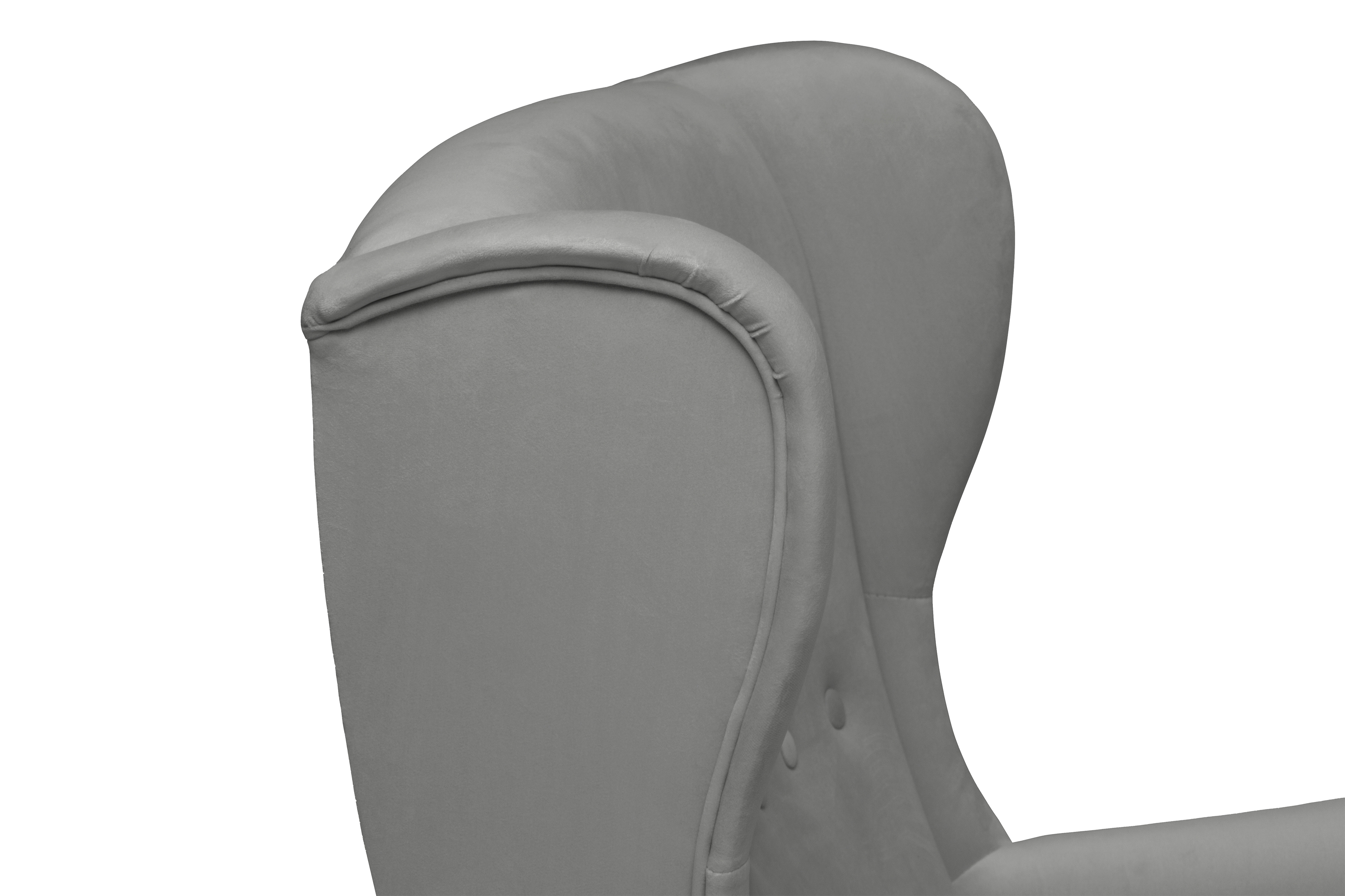 Křeslo ušák Vilano s podnožkou - šedý samet Velluto 16 / nohy venge Křeslo Ušák Vilano z podnozkiem - šedý samet Velluto 16 / Nohy Venge