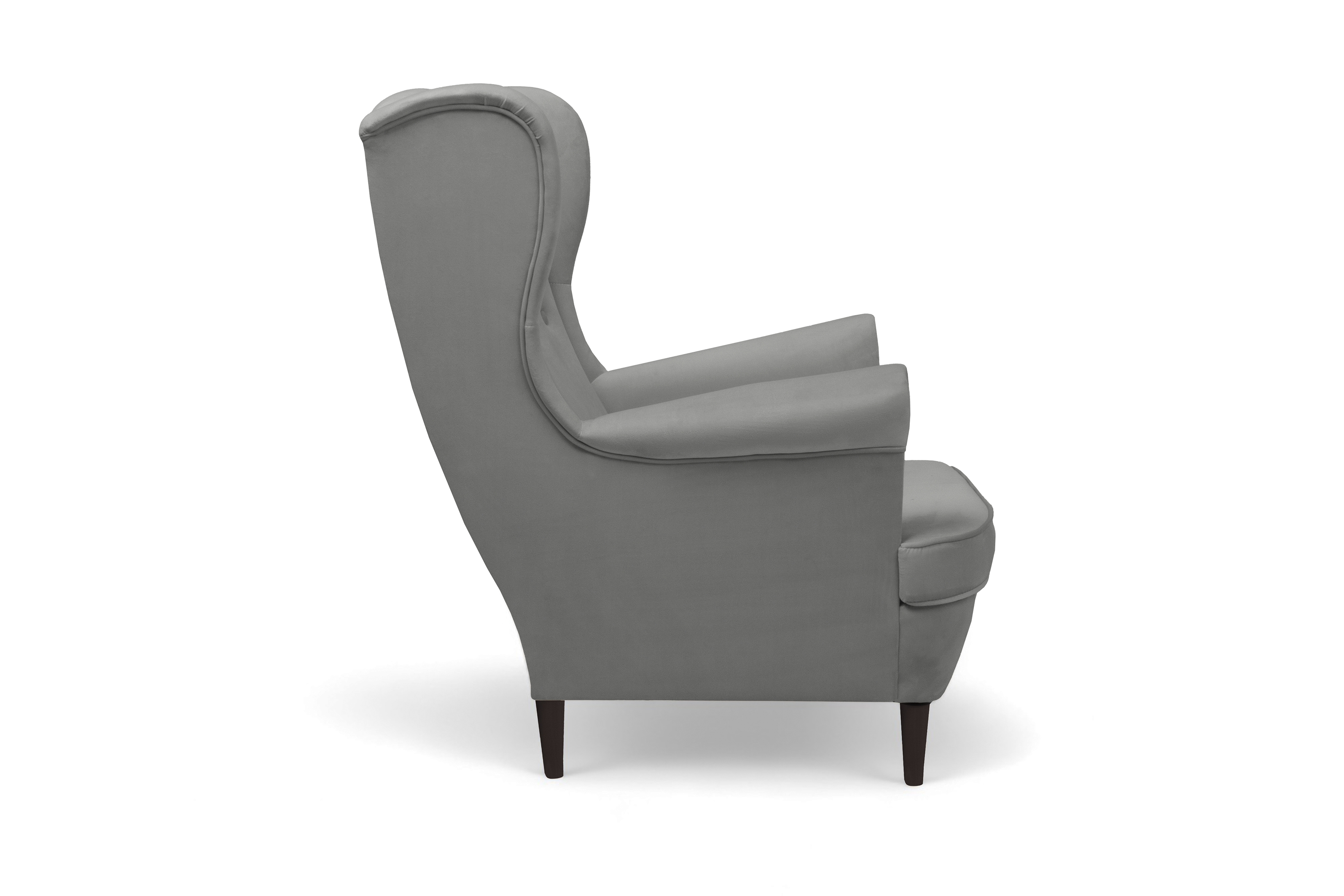 Křeslo ušák Vilano s podnožkou - šedý samet Velluto 16 / nohy venge Křeslo Ušák Vilano z podnozkiem - šedý samet Velluto 16 / Nohy Venge