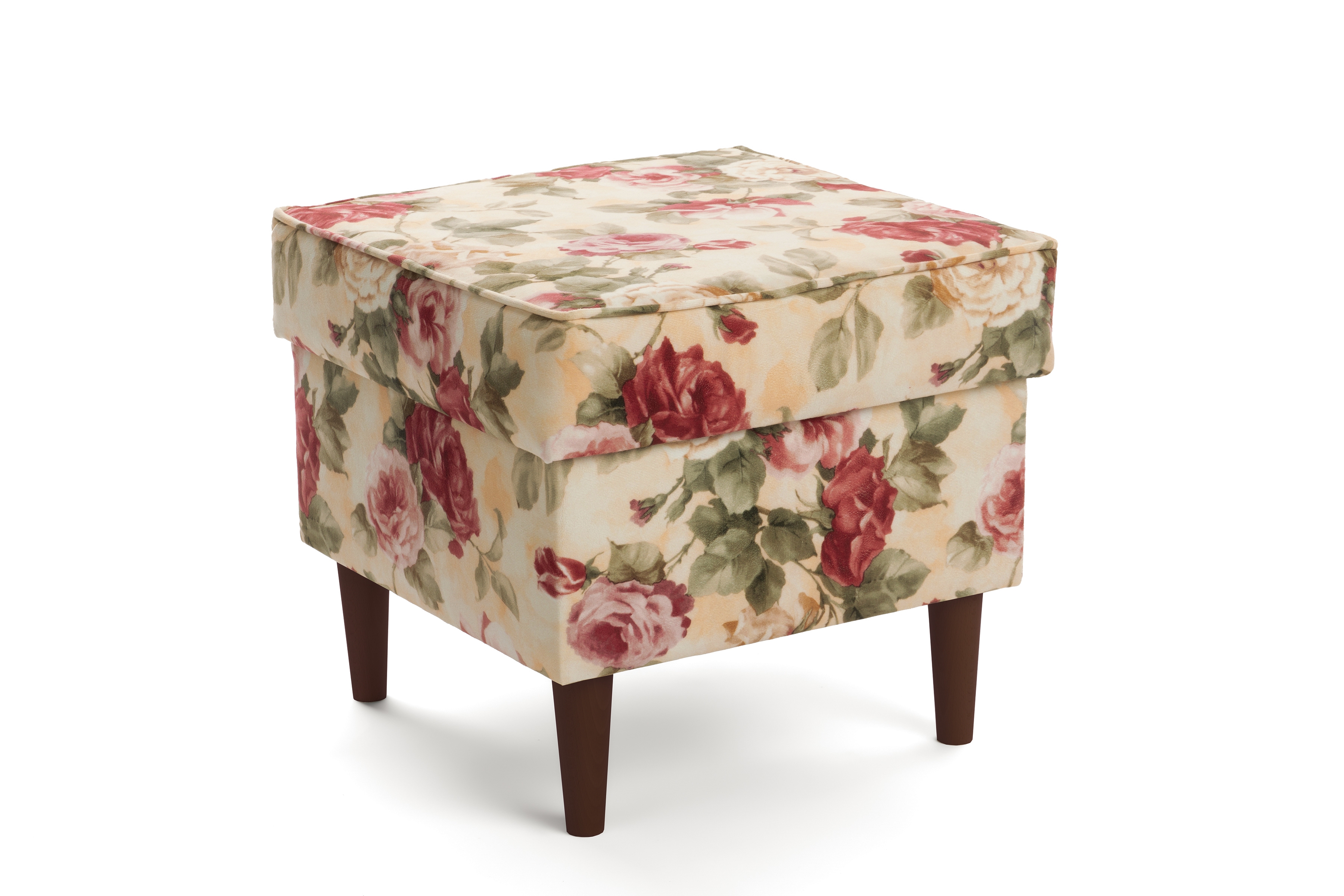 Křeslo ušák Vilano s podnožkou - květinový vzor Coral WM 82 / nohy wenge Křeslo Ušák Vilano z podnozkiem - potahová látka drukowana w kwiaty Coral WM 82 / Nohy Venge 