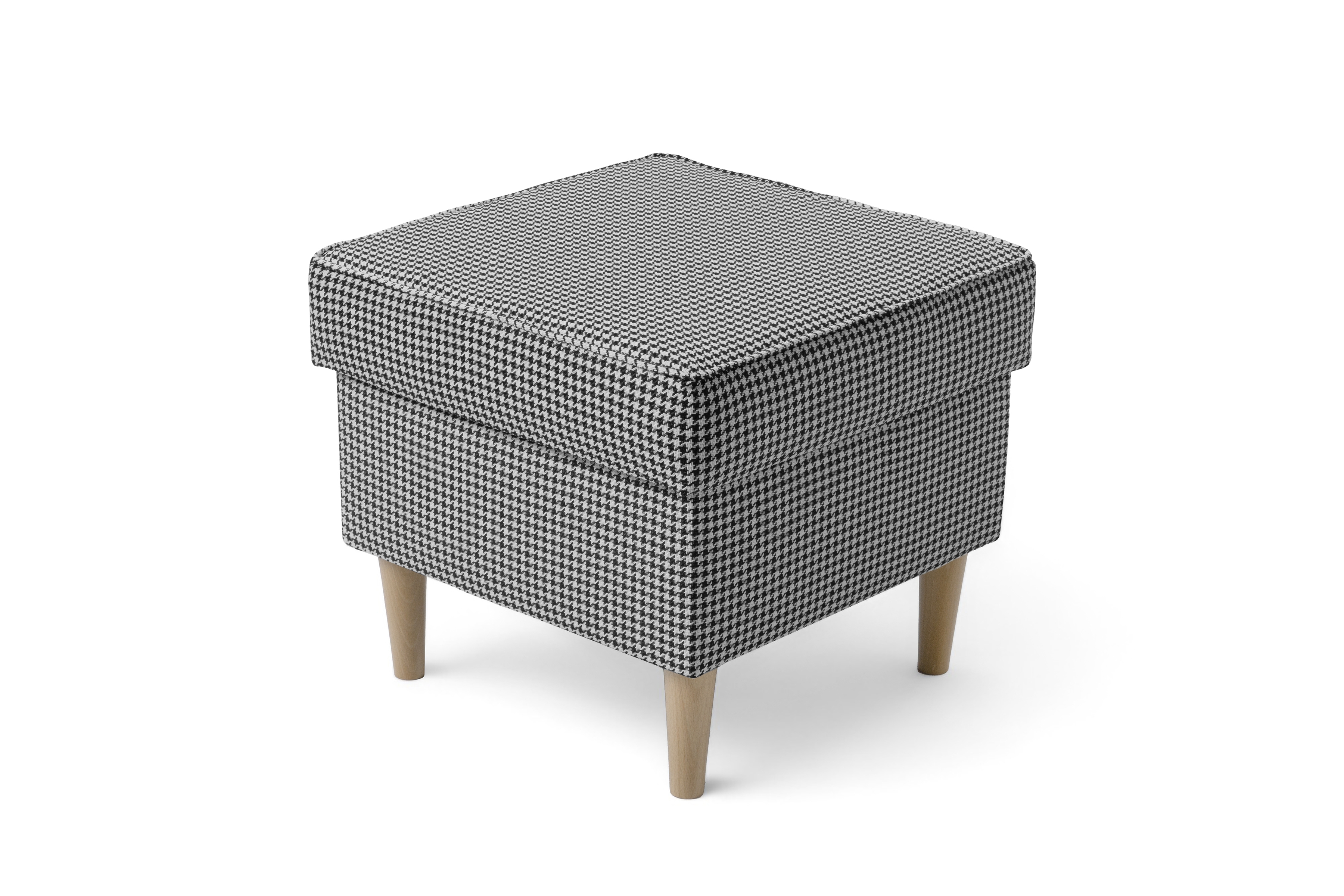 Křeslo ušák Vilano s podnožkou - vzor Kenia 700 / nohy buk Křeslo Ušák Vilano z podnozkiem - wzor pepitka Kenia 700, Nohy buk 