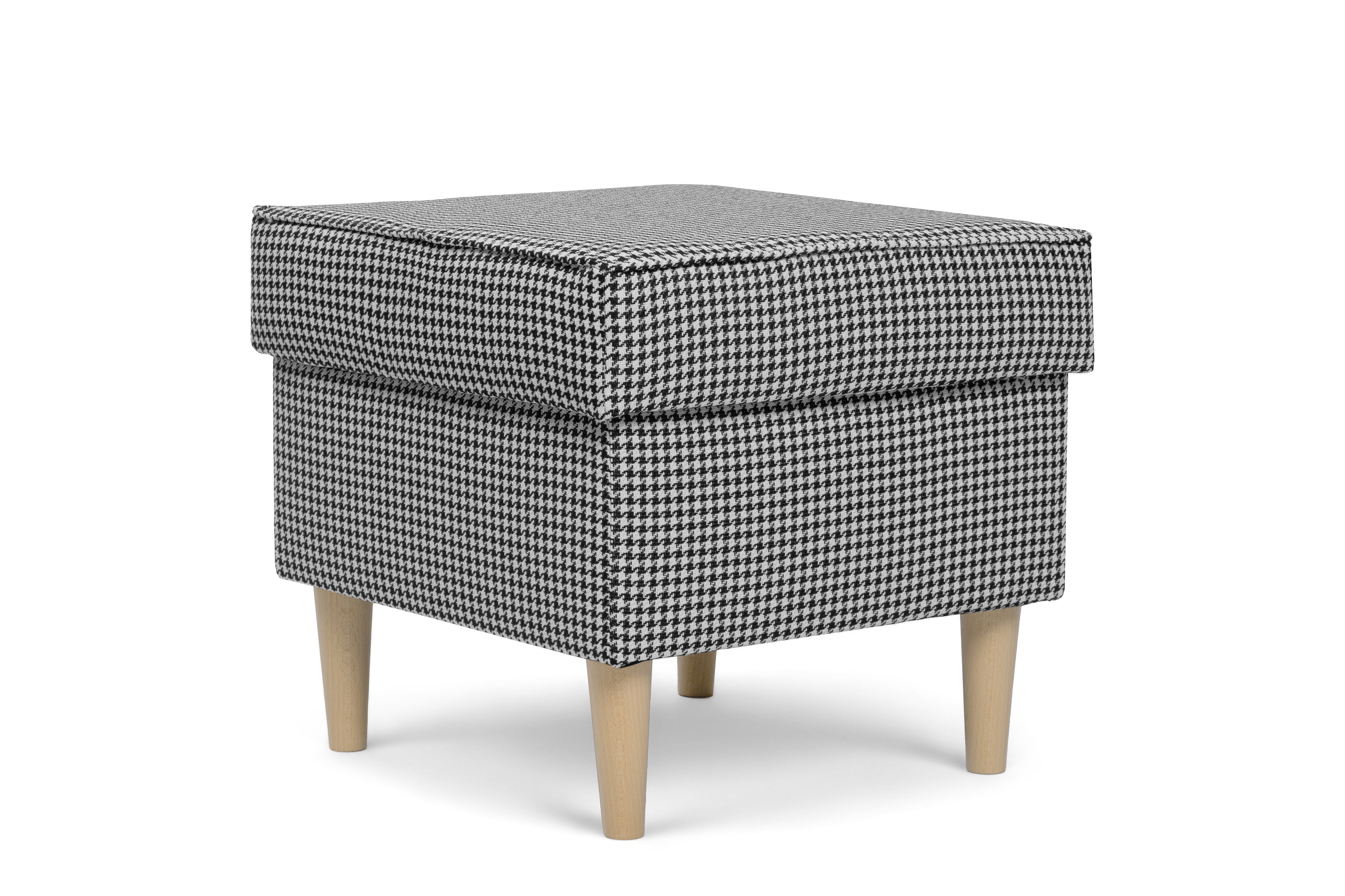 Křeslo ušák Vilano s podnožkou - vzor Kenia 700 / nohy buk Křeslo Ušák Vilano z podnozkiem - wzor pepitka Kenia 700, Nohy buk 