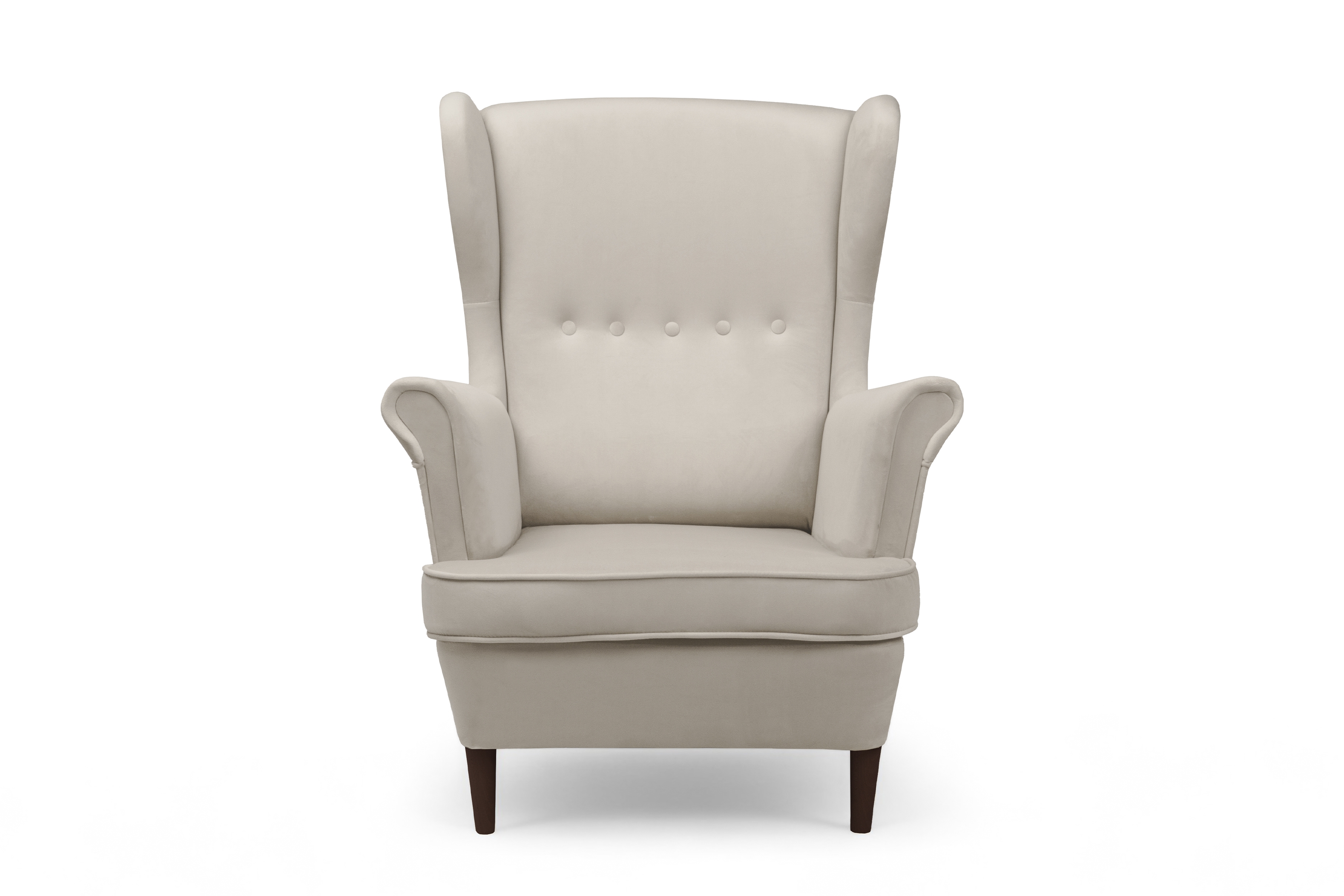 Křeslo ušák Vilano s podnožkou - béžový samet Velluto 2 / nohy venge Křeslo Ušák Vilano z podnozkiem - béžový samet Velluto 2 / Nohy Venge 