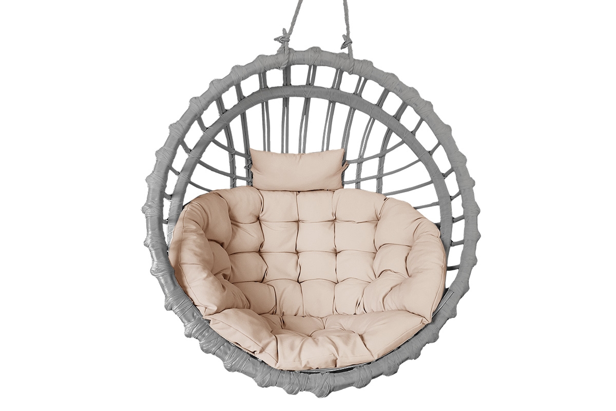 Křeslo wiszacy kokon z poduszka - šedá / béžová Polštář - Omezená nabídka Křeslo wiszacy kokon z poduszka - šedá / béžová Polštář