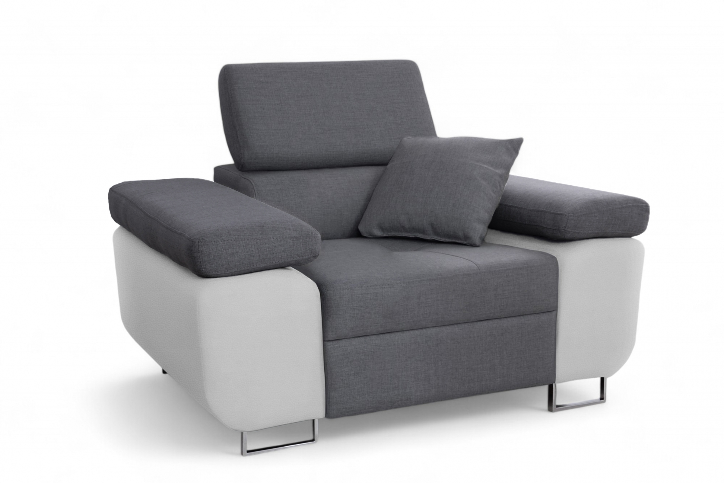 Kreslo Annabelle s nastaviteľnou opierkou hlavy - šedá pletená látka Sawana 5 / Soft 17 - Limitovaná ponuka Kreslo odpočinkové Annabelle z regulowanym zaglowkiem - šedá plecionka Sawana 5 / Soft 17