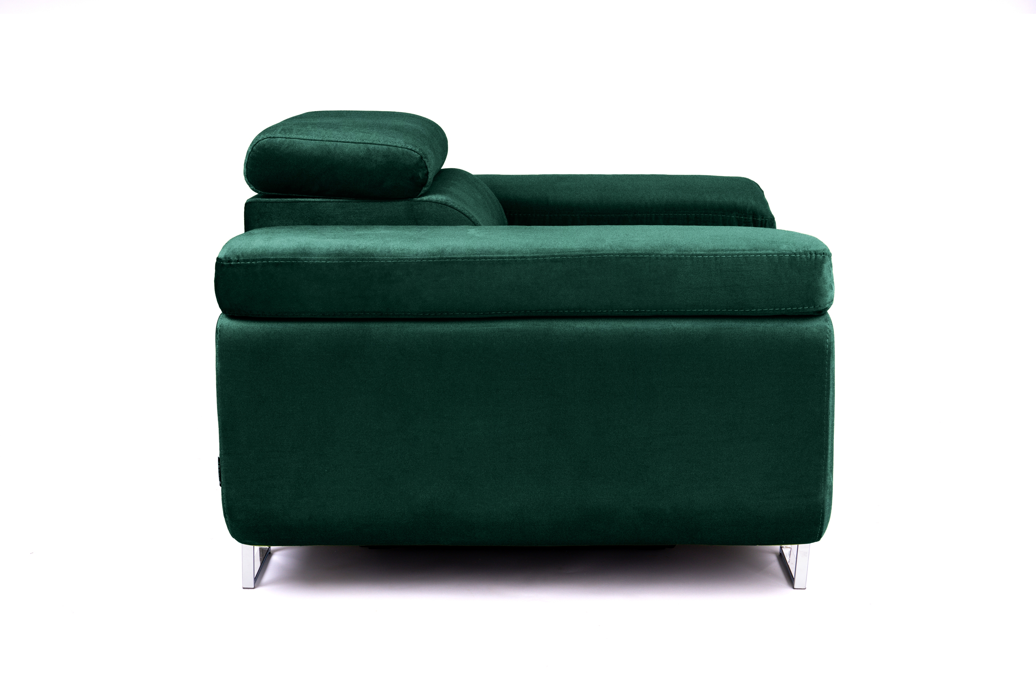 Relaxačné kreslo Annabelle s nastaviteľnou opierkou hlavy - zelený zamat Kronos 19 Kreslo odpočinkové Annabelle z regulowanym zaglowkiem - Zelený zamat Kronos 19