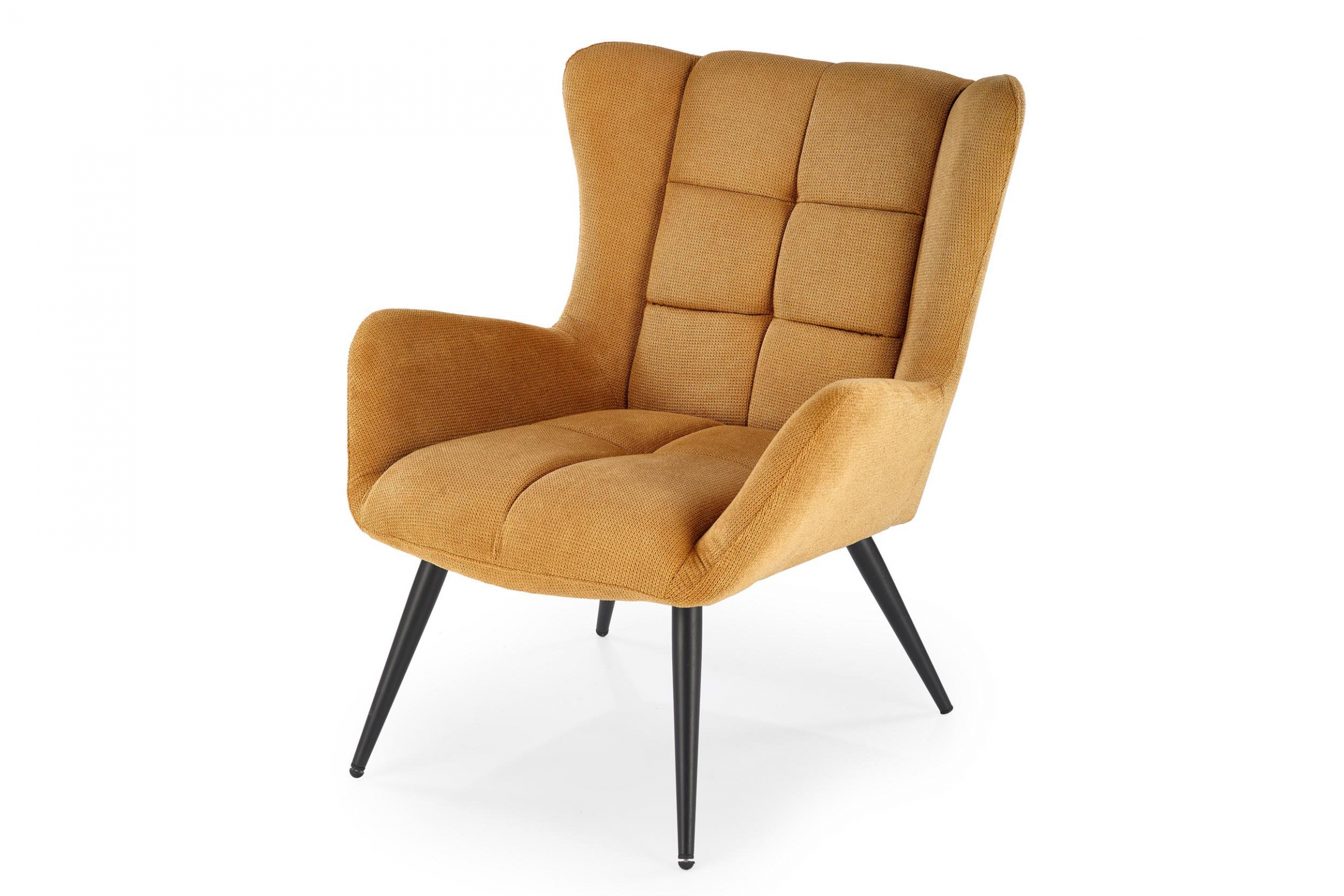 Křeslo Byron - hořčicová látka Vardo 66 Křeslo čalouněná Byron - musztardowa plecionka Vardo 66