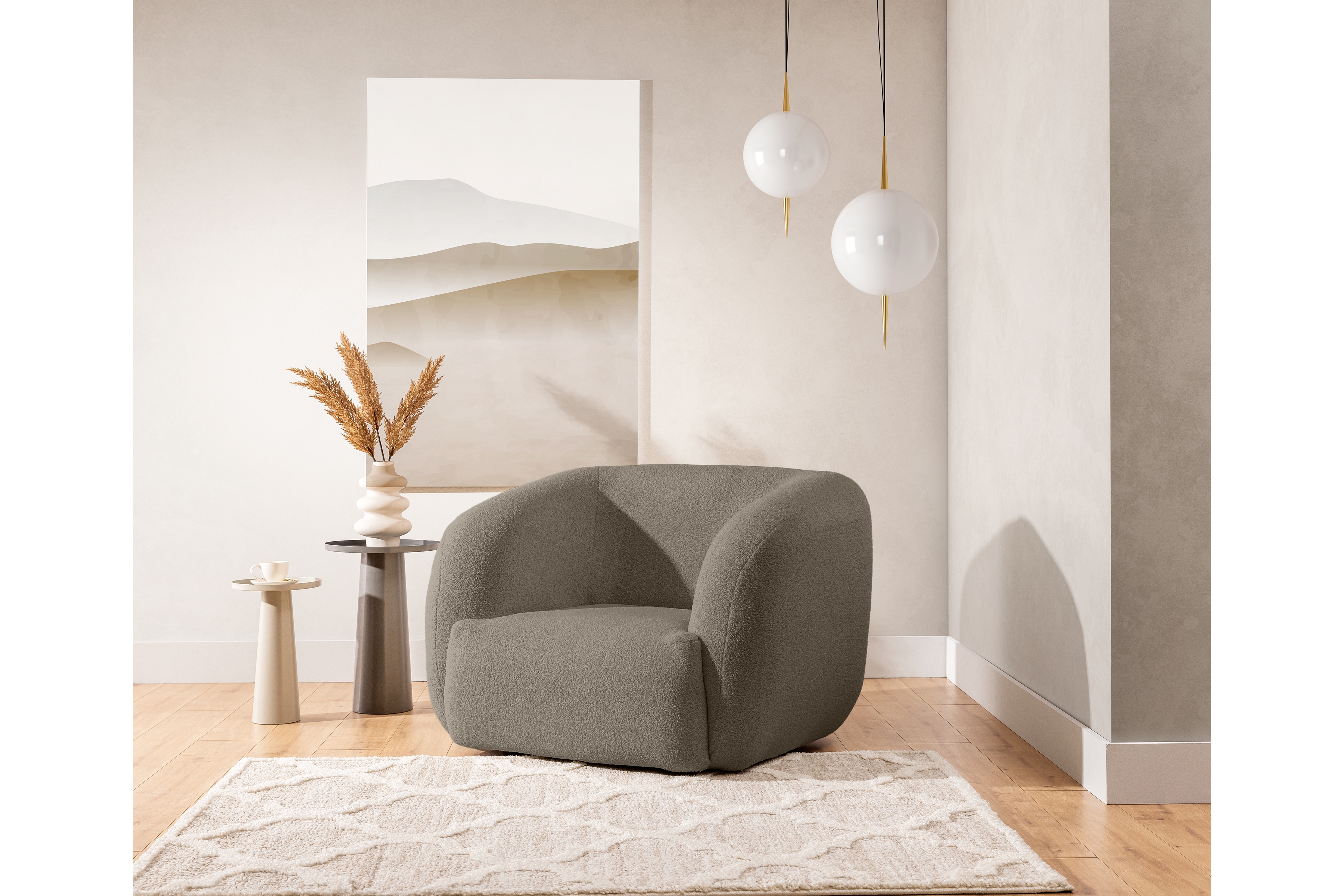 Křeslo čalouněné Dalin - hnědá Lambi 3 Křeslo čalouněná Dalin - hnědá bucla Lambi 3