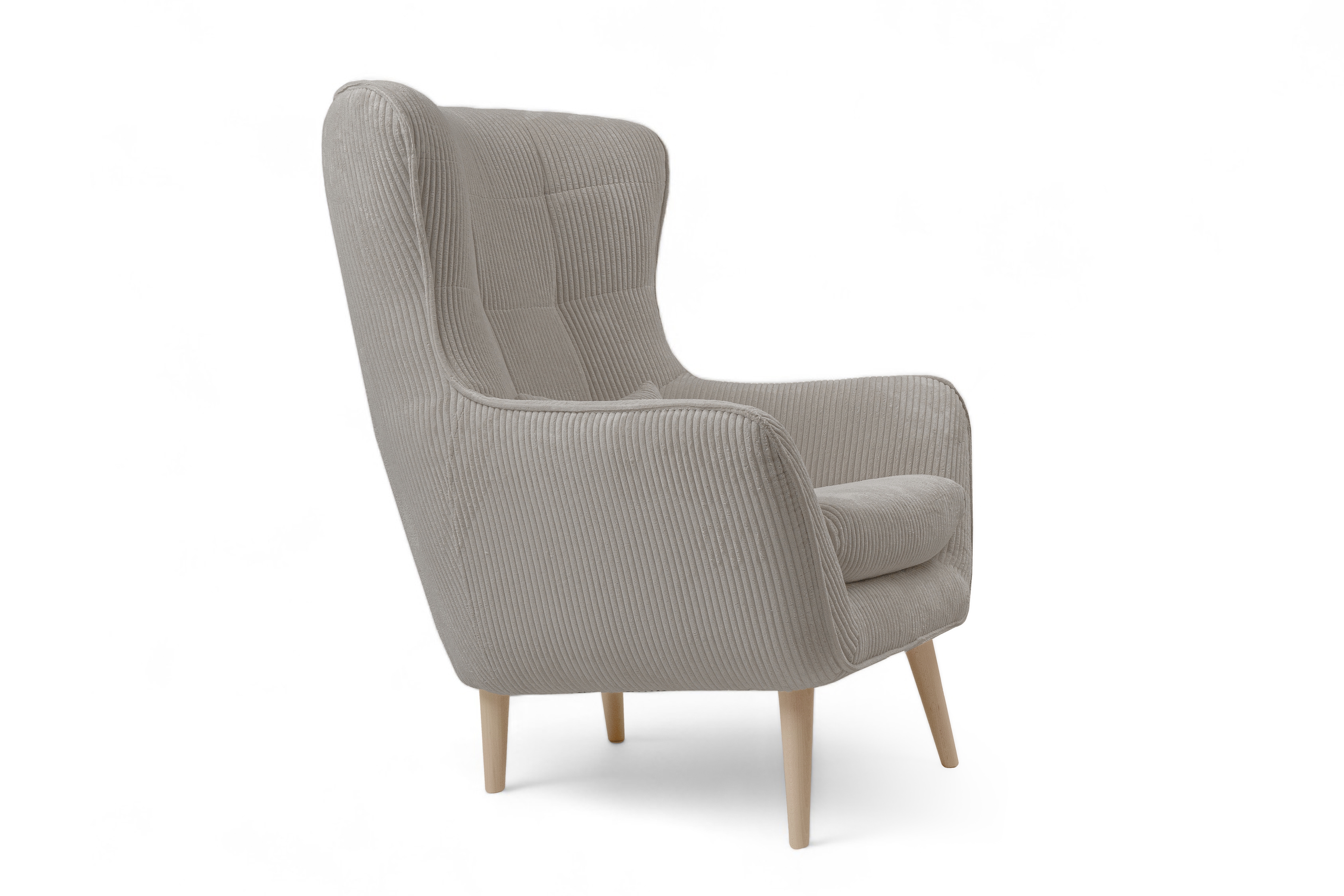 Relaxační křeslo Dylian s podnožkou - béžový manšestr Poso 02 / nohy buk Křeslo odpočinkové Dylian z podnozkiem - béžový manšestr Poso 02 / Nohy buk 