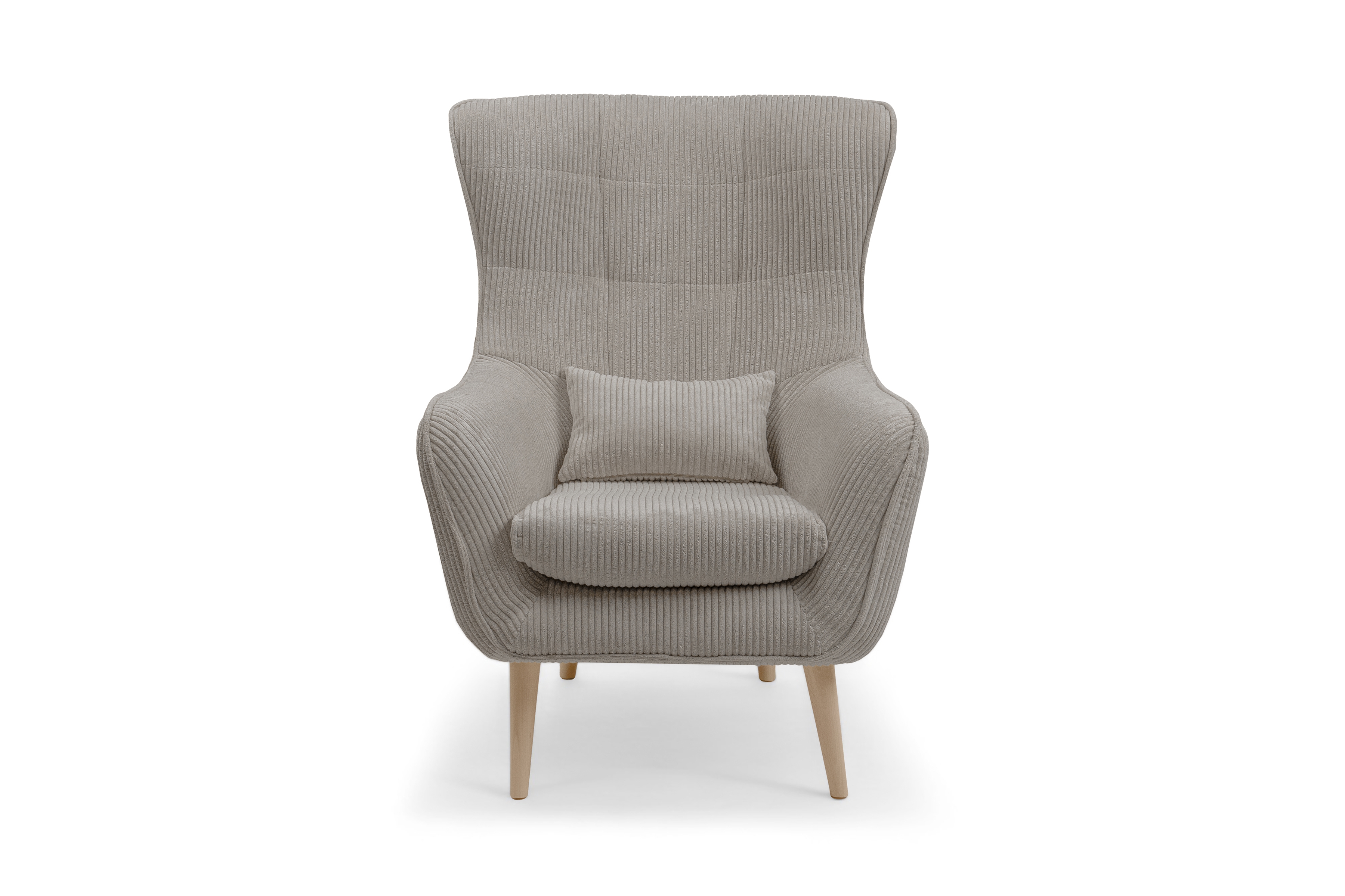 Relaxační křeslo Dylian s podnožkou - béžový manšestr Poso 02 / nohy buk Křeslo odpočinkové Dylian z podnozkiem - béžový manšestr Poso 02 / Nohy buk 