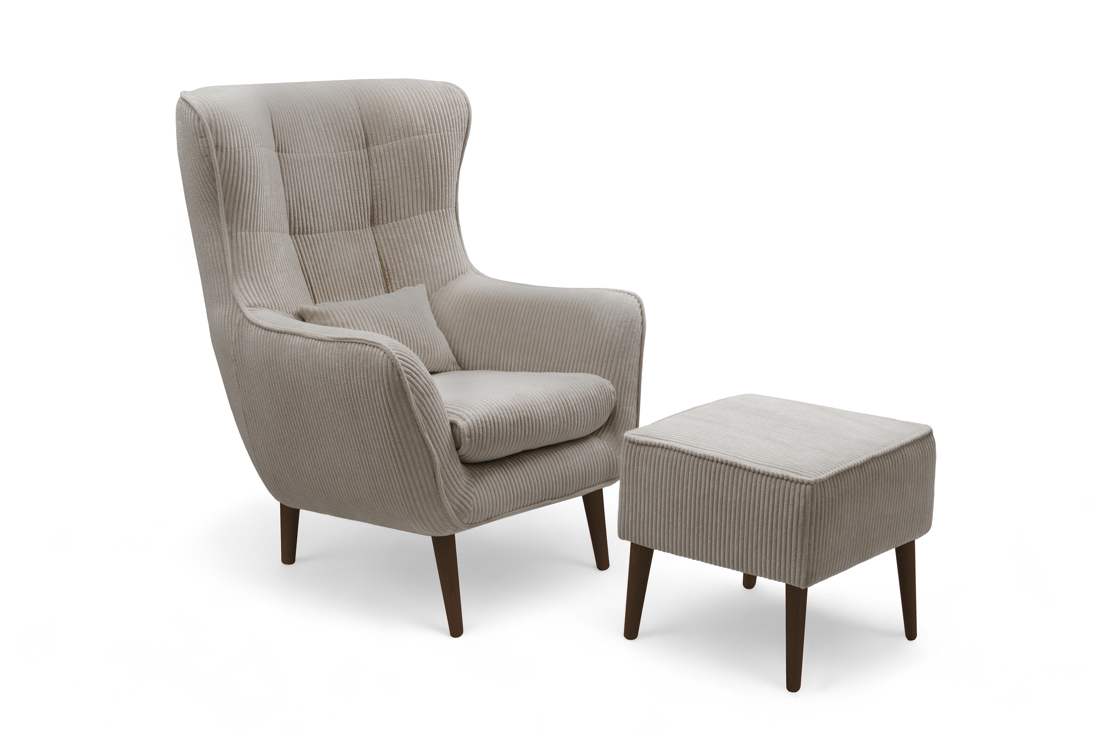 Relaxační křeslo Dylian s podnožkou - béžový manšestr Poso 02 / nohy venge Křeslo odpočinkové Dylian z podnozkiem - béžový manšestr Poso 02 / Nohy Venge