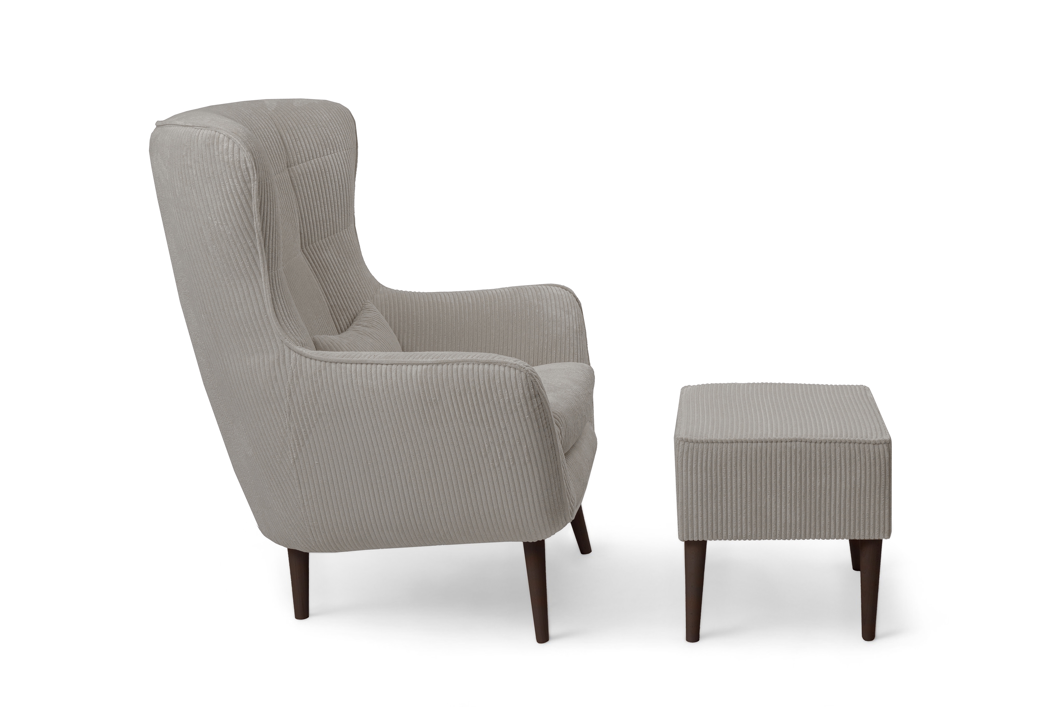 Relaxační křeslo Dylian s podnožkou - béžový manšestr Poso 02 / nohy venge Křeslo odpočinkové Dylian z podnozkiem - béžový manšestr Poso 02 / Nohy Venge