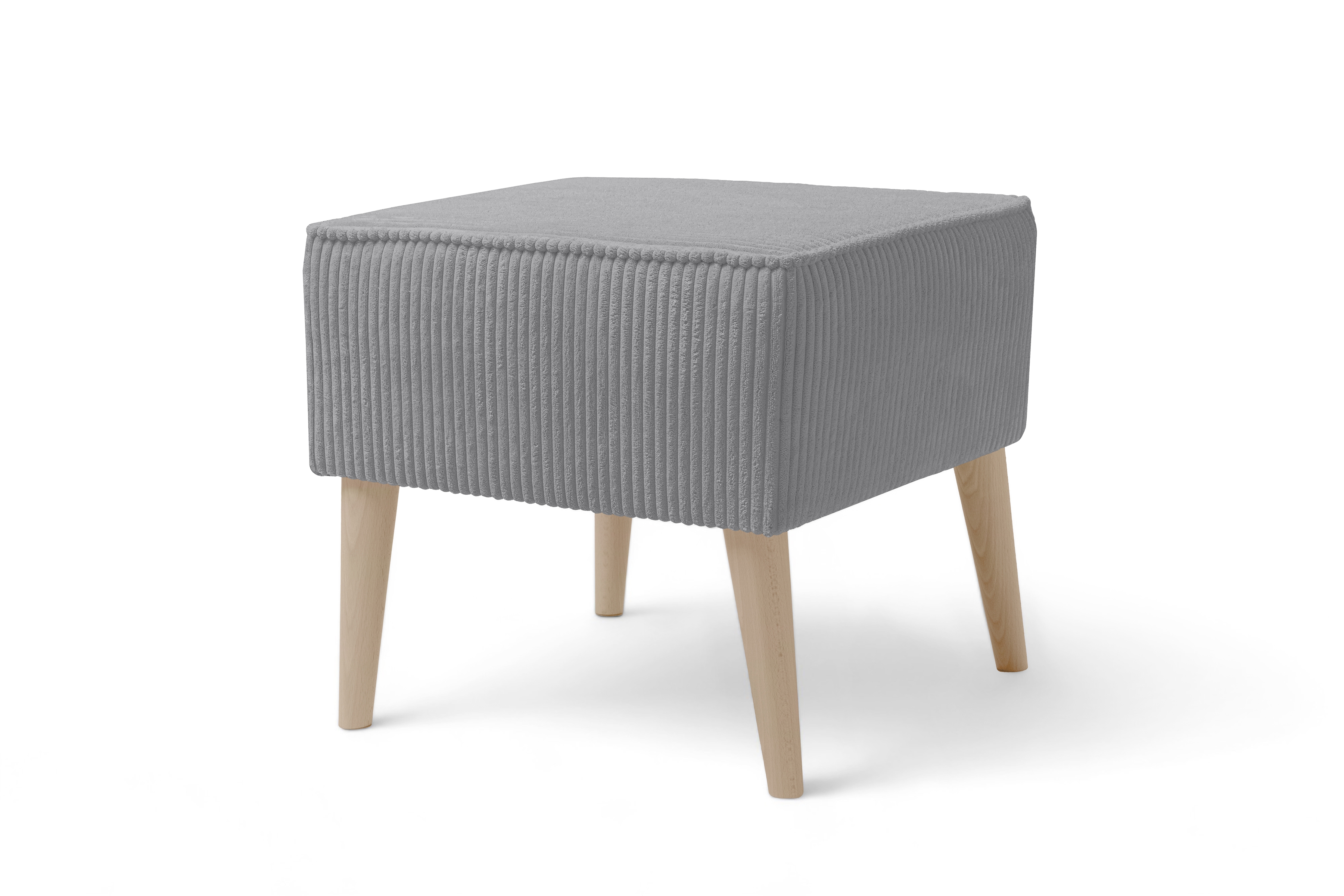 Relaxační křeslo Dylian s podnožkou - šedý manšestr Poso 55 / nohy buk Křeslo odpočinkové Dylian z podnozkiem - šedý manšestr Poso 55 / Nohy buk