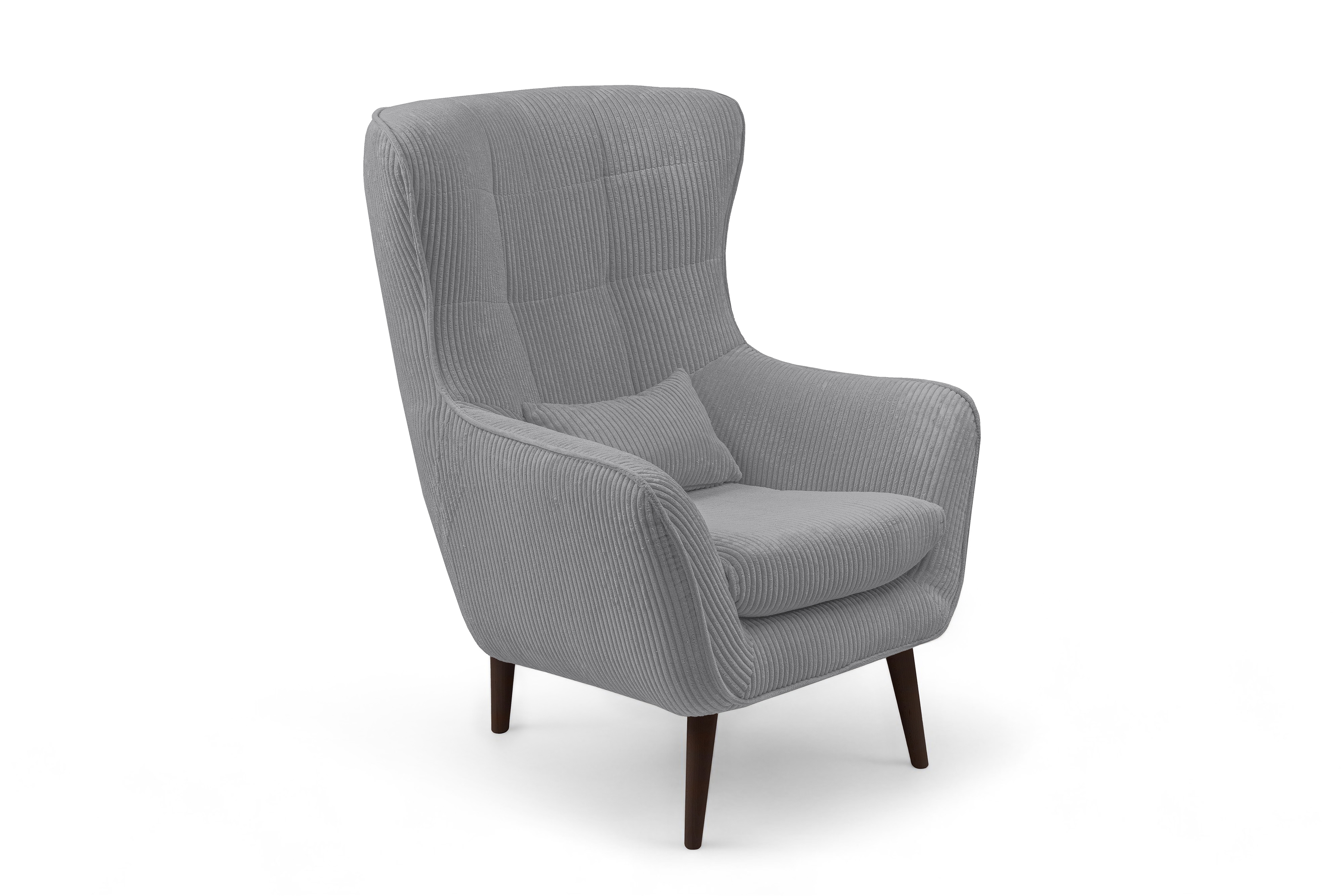 Relaxační křeslo Dylian s podnožkou - šedý manšestr Poso 55 / nohy venge Křeslo odpočinkové Dylian z podnozkiem - šedý manšestr Poso 55 / Nohy Venge