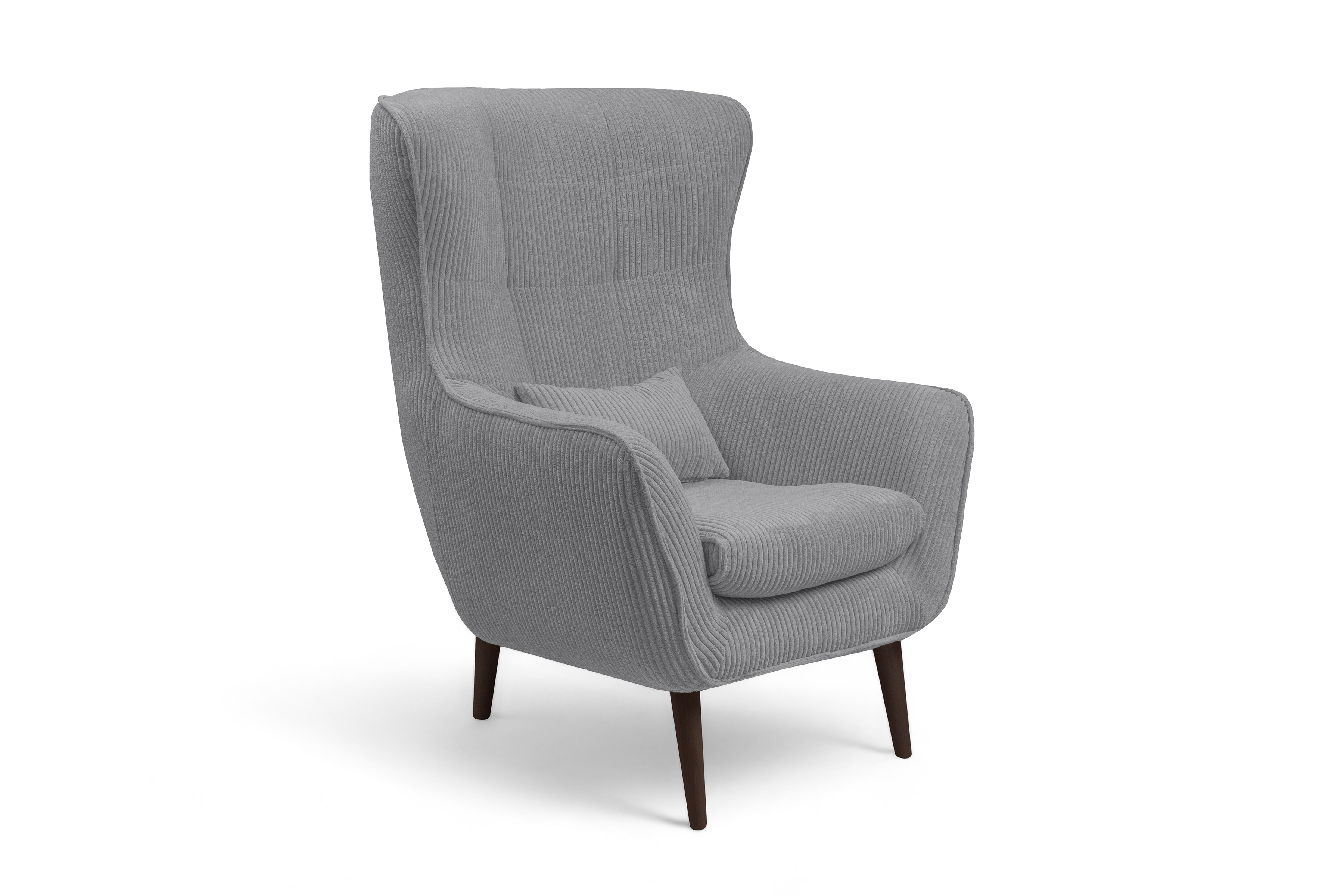 Relaxační křeslo Dylian s podnožkou - šedý manšestr Poso 55 / nohy venge Křeslo odpočinkové Dylian z podnozkiem - šedý manšestr Poso 55 / Nohy Venge