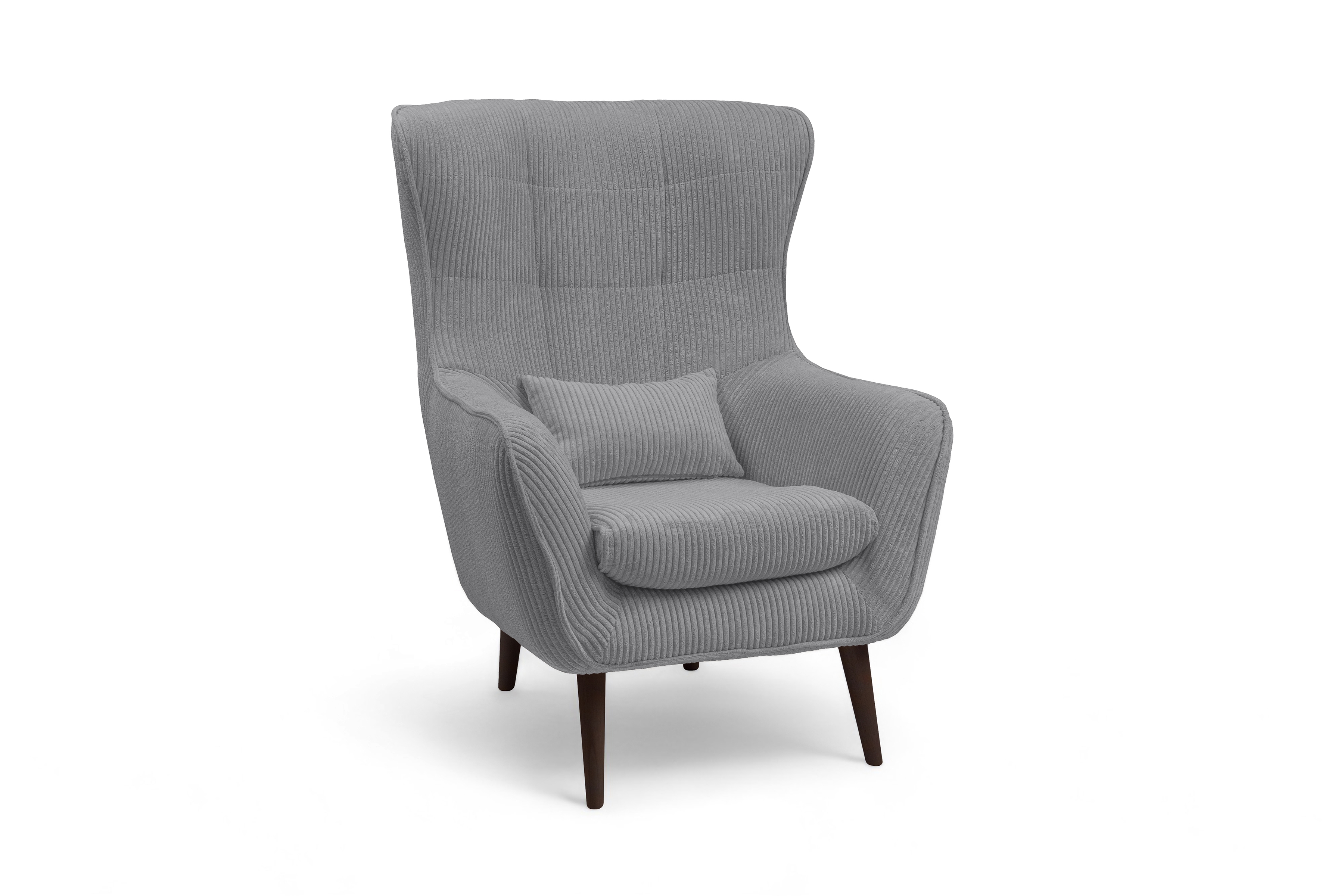 Relaxační křeslo Dylian s podnožkou - šedý manšestr Poso 55 / nohy venge Křeslo odpočinkové Dylian z podnozkiem - šedý manšestr Poso 55 / Nohy Venge