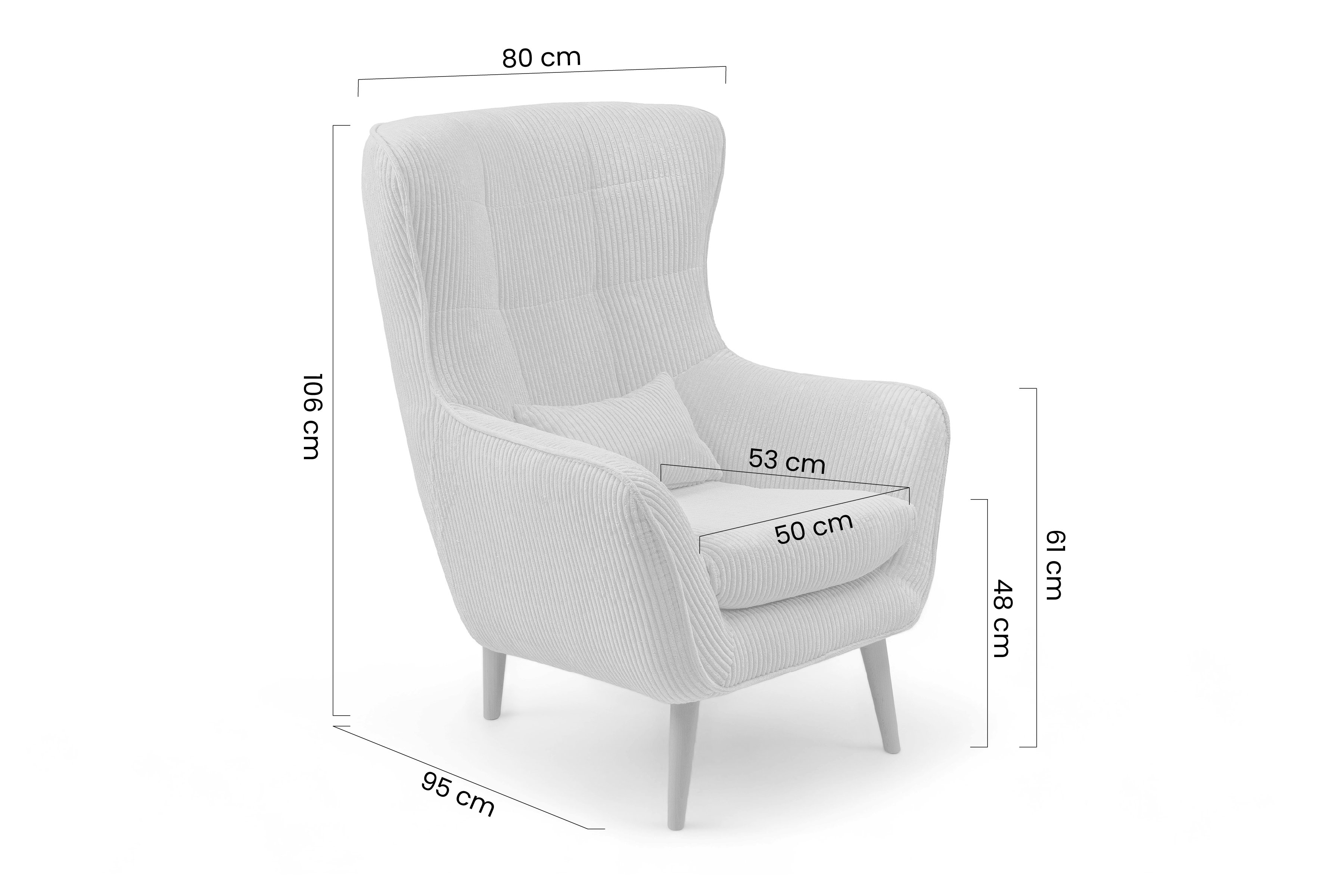 Relaxační křeslo Dylian s podnožkou - šedý manšestr Poso 55 / nohy venge Křeslo čalouněná Dylian z podnozkiem - šedá manšestr Poso 55 / Nohy wenge