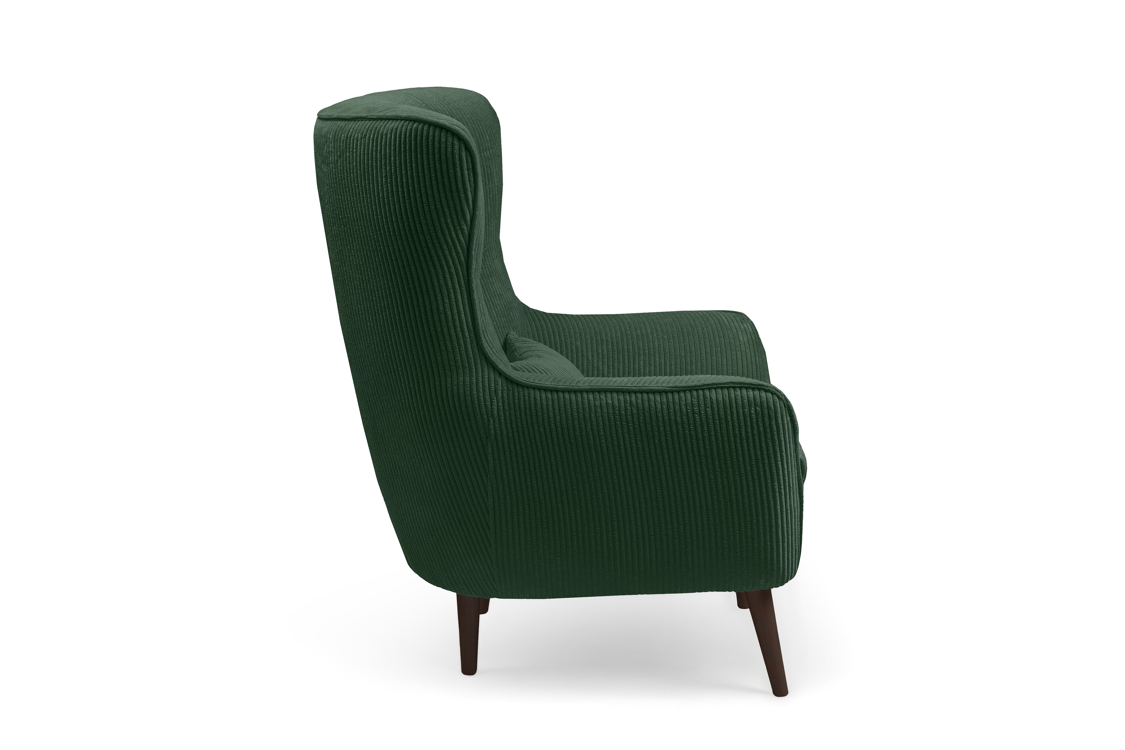 Relaxační křeslo Dylian s podnožkou - zelený manšestr Poso 14 / nohy venge Křeslo odpočinkové Dylian z podnozkiem - Zelený manšestr Poso 14 / Nohy Venge