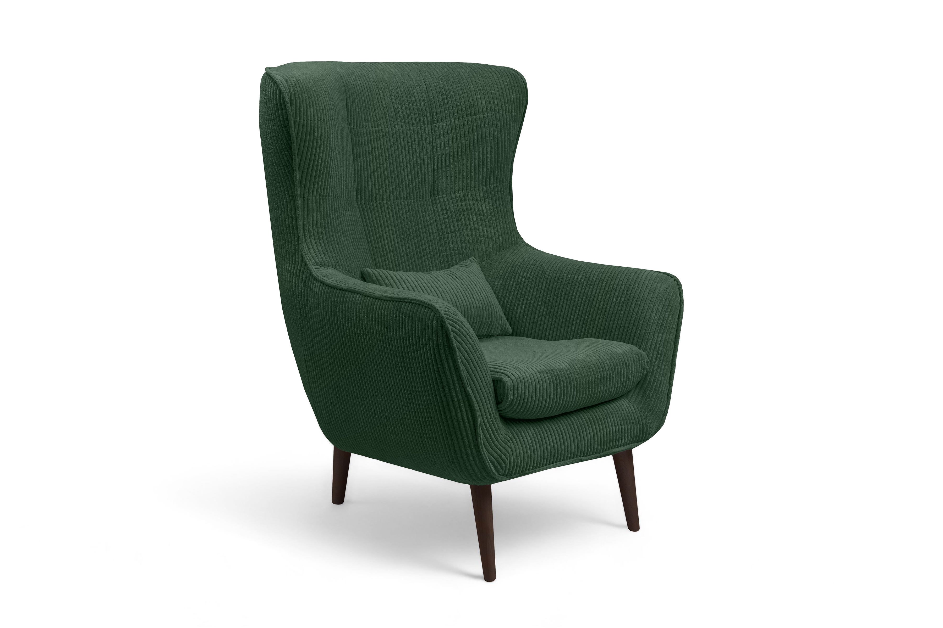 Relaxační křeslo Dylian s podnožkou - zelený manšestr Poso 14 / nohy venge Křeslo odpočinkové Dylian z podnozkiem - Zelený manšestr Poso 14 / Nohy Venge