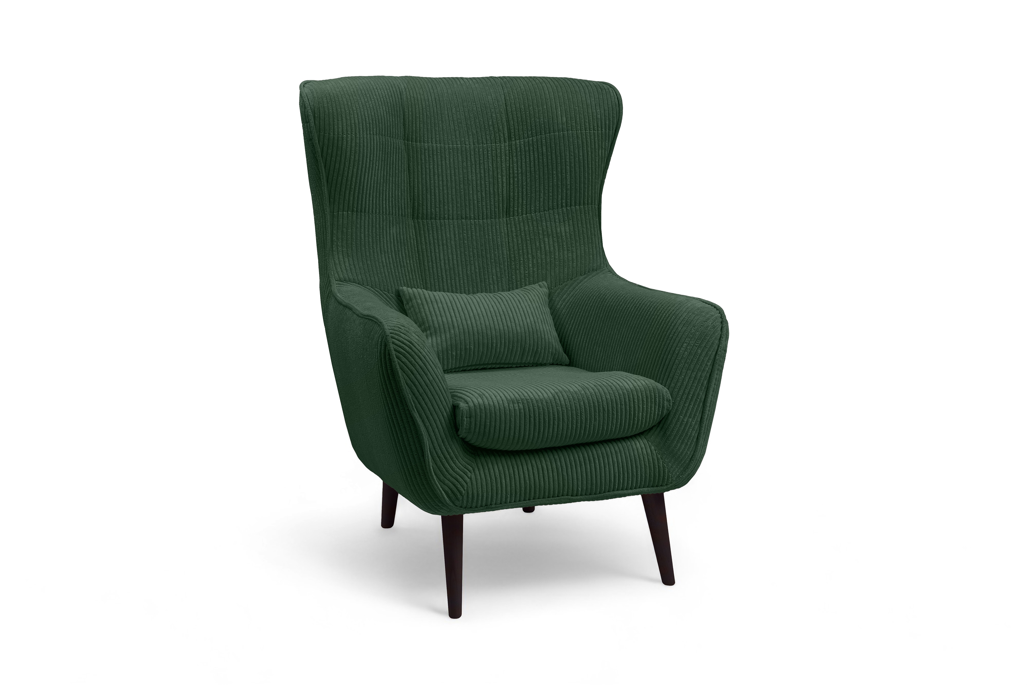 Relaxační křeslo Dylian s podnožkou - zelený manšestr Poso 14 / nohy venge Křeslo odpočinkové Dylian z podnozkiem - Zelený manšestr Poso 14 / Nohy Venge