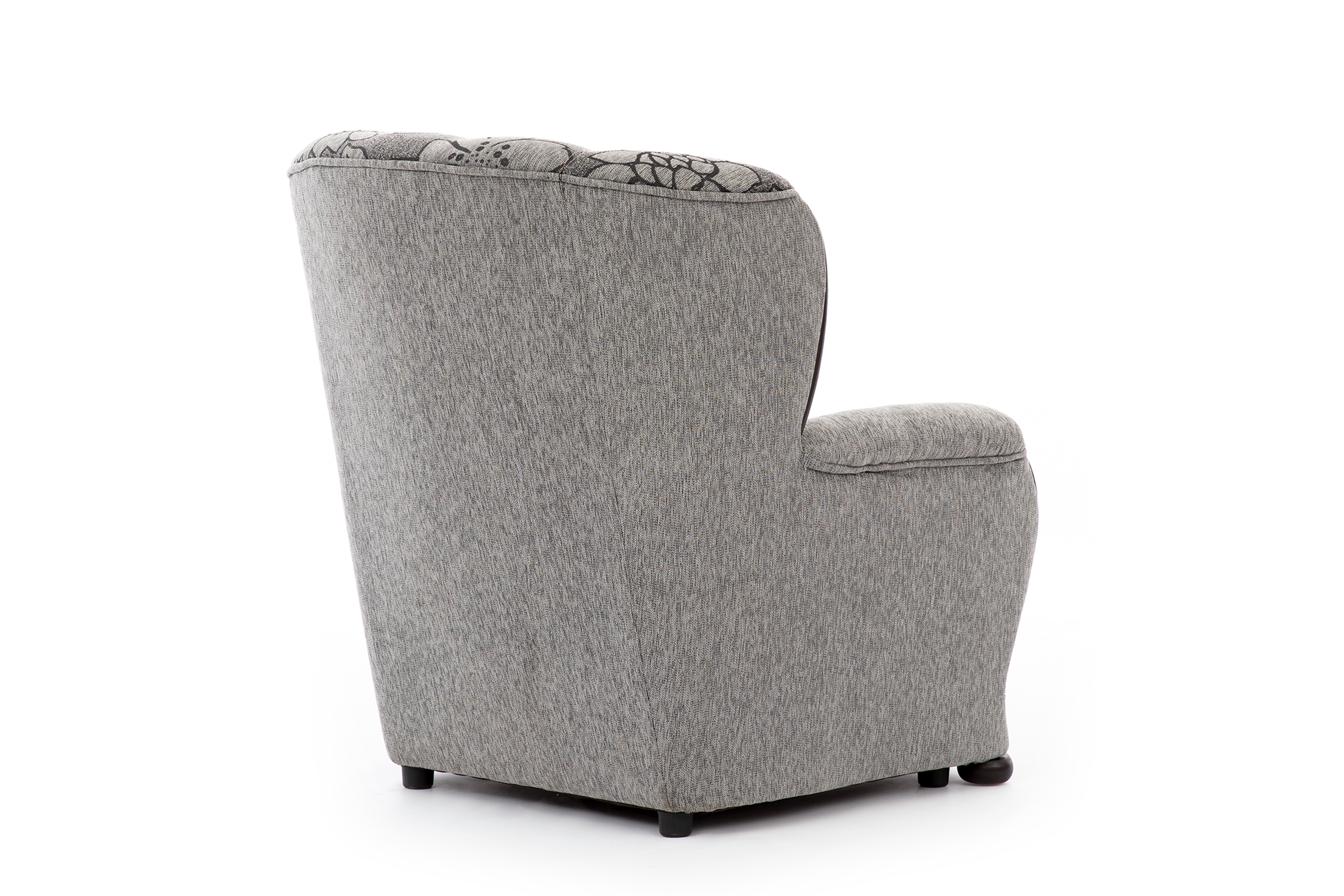 Relaxační křeslo Fryderyk - šedá látka Cleo / dekor venge Křeslo odpočinkové Fryderyk - šedá potahová látka wzor Cleo / Venge