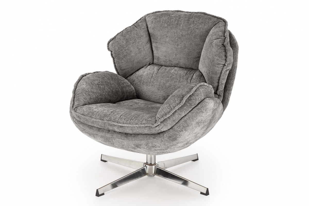 Otočné relaxačné kreslo Odilo - sivá / chróm Kreslo odpočinkové Guido otočna - Popolový / Chrom