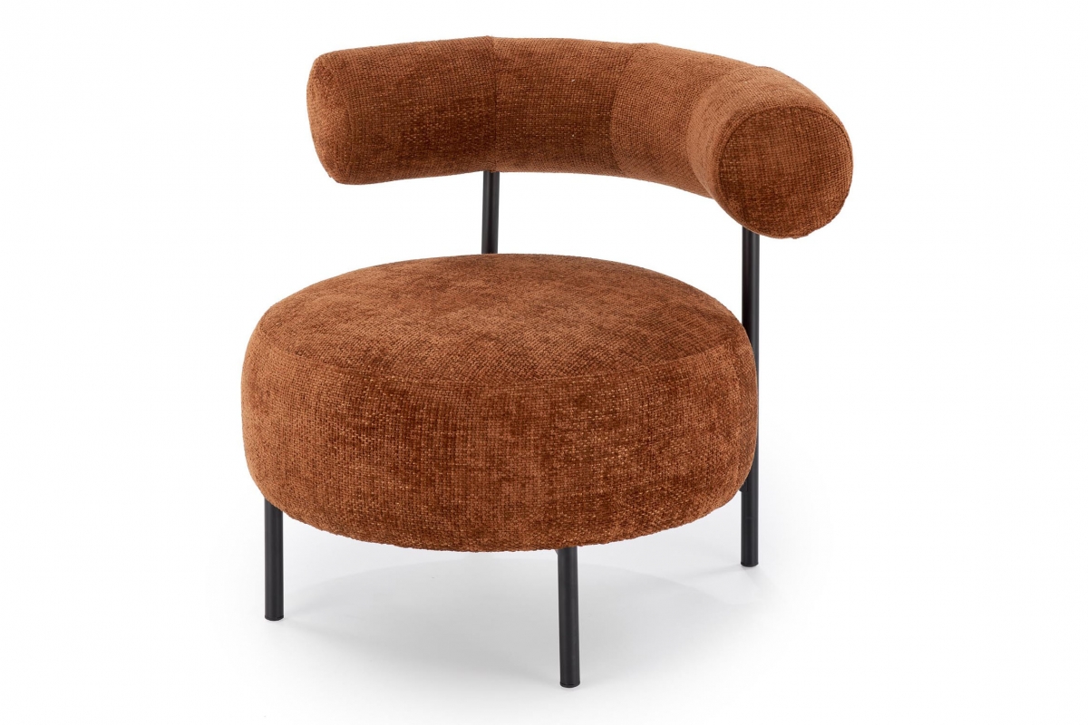 Kreslo Hazard - škoricová žinylka Haga 44 / čierna Kreslo odpočinkové Hazard - šenil škoricový Haga 44 / čierny nožičky