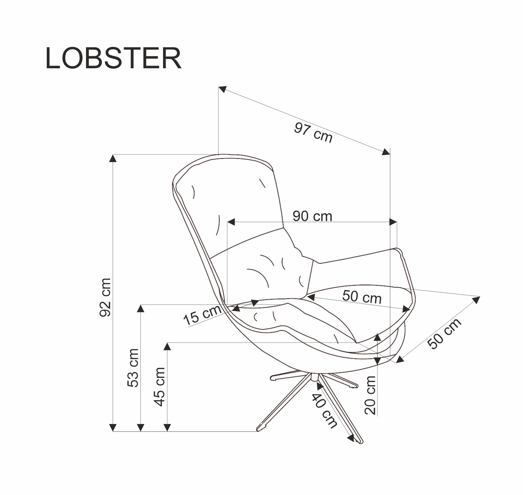 Relaxačné kreslo Lobster - žinylka škoricový Haga 44 Kreslo odpočinkové lobster - szenil škoricový haga 44