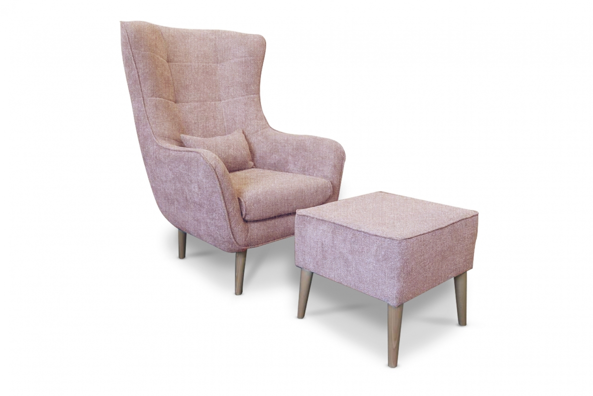 Relaxačné kreslo Dylian s podnožkou Ružová Kreslo s podnožkou 