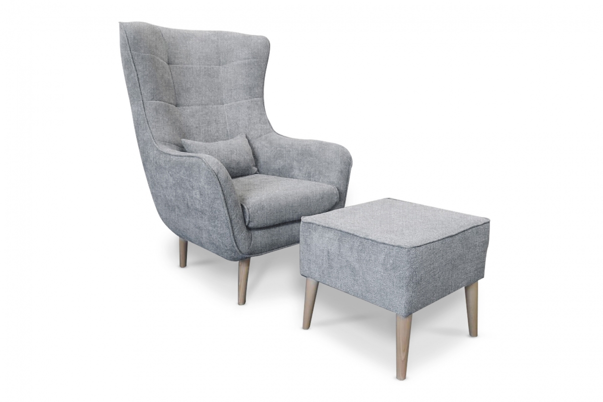 Relaxačné kreslo Dylian s podnožkou šedý Kreslo s podnožkou 