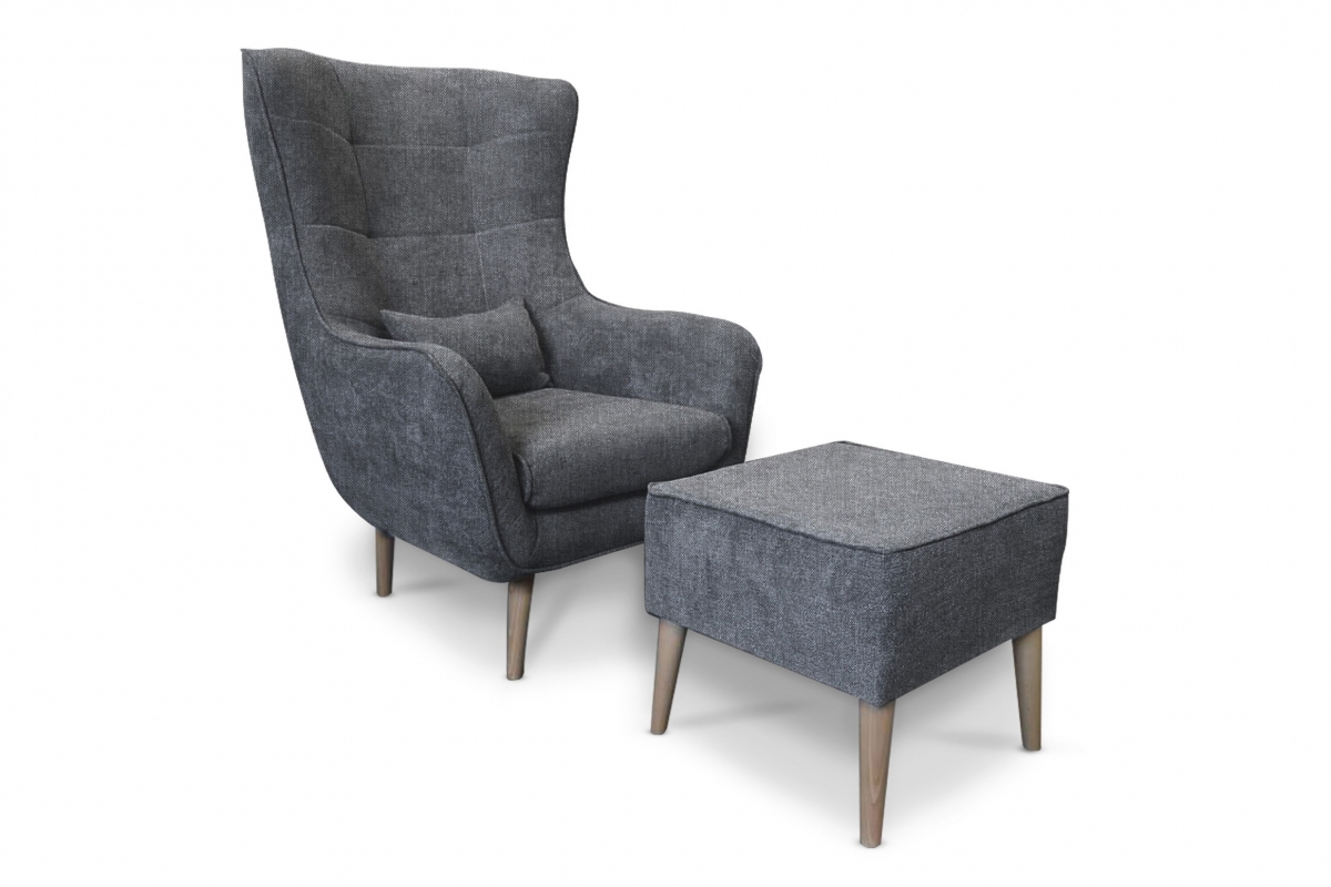 Relaxačné kreslo Dylian s podnožkou Grafitový Kreslo s podnožkou 