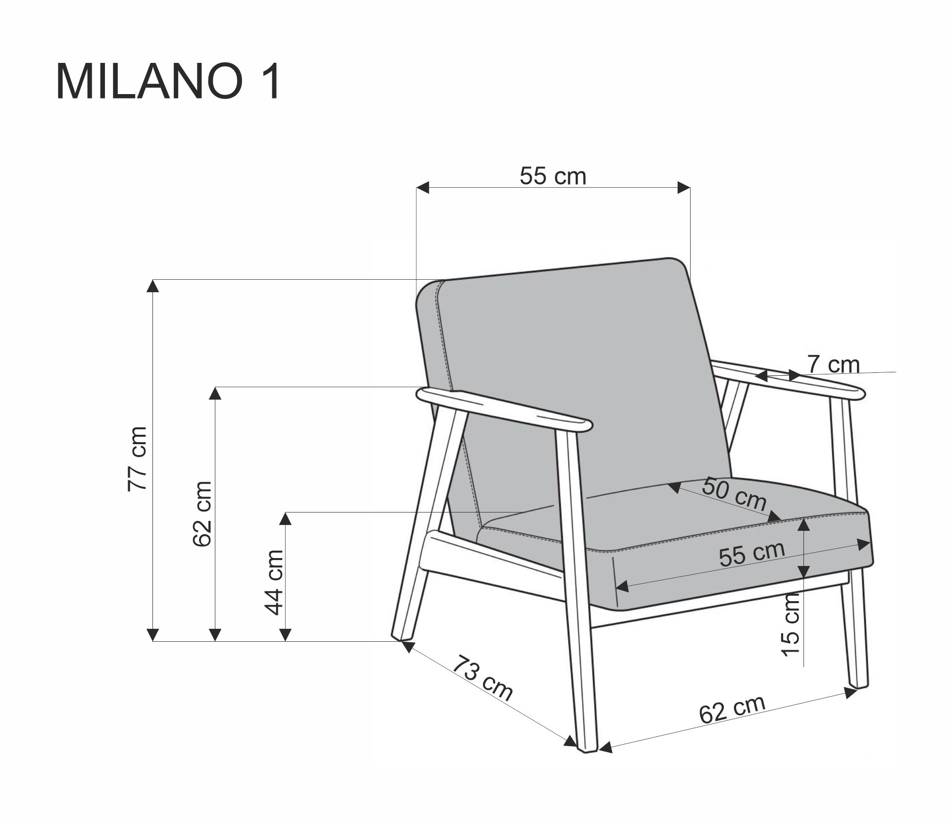 MILANO 1S Fotoliu - olive tap. Castel 39 fotel wypoczynkowy milano 1s - olive catifea castel 39 / închis nuc