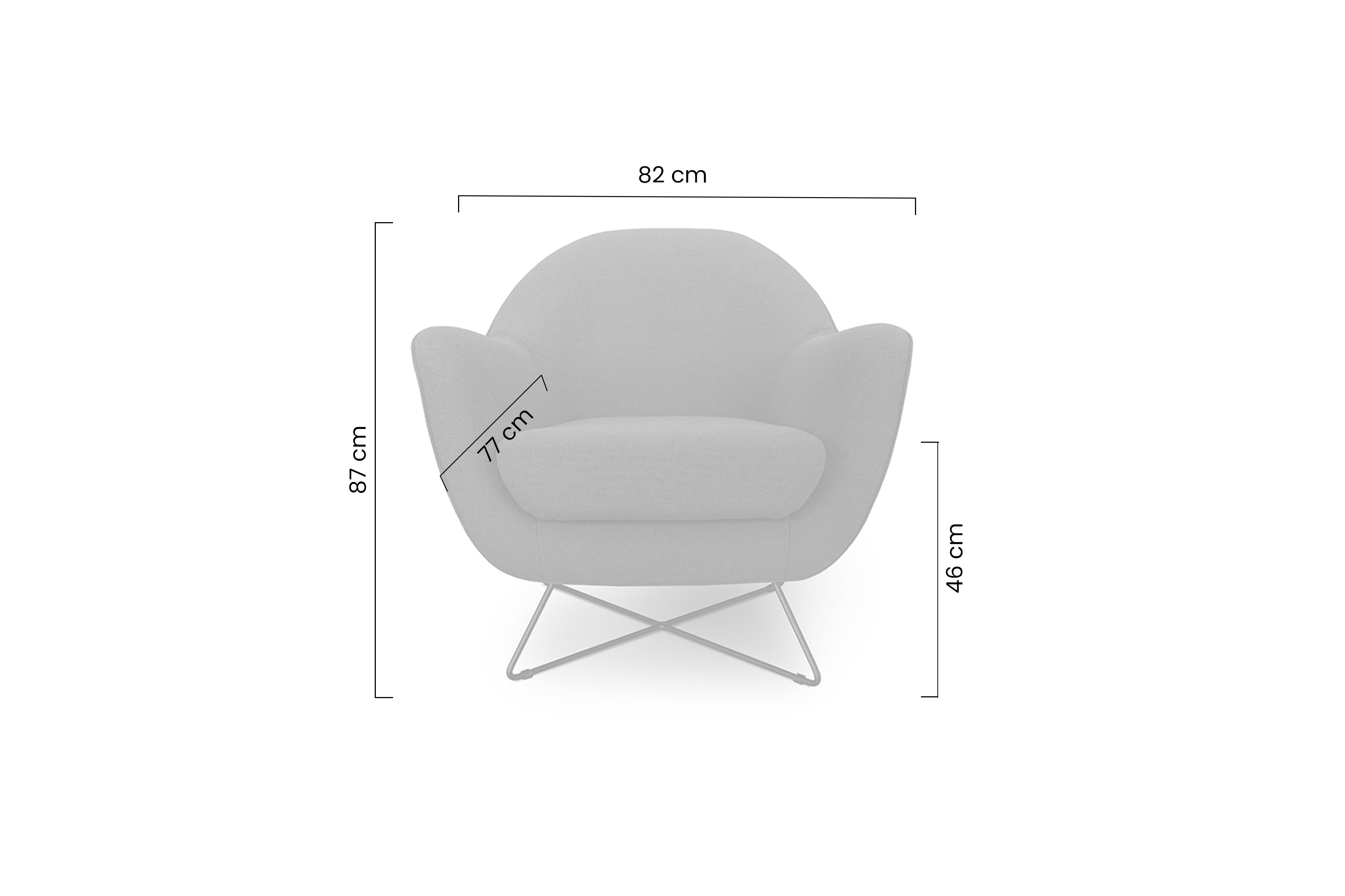 Relaxační křeslo Mira s kovovou podnoží - košový design Křeslo čalouněná Mira z metalowa koszowa podstawa