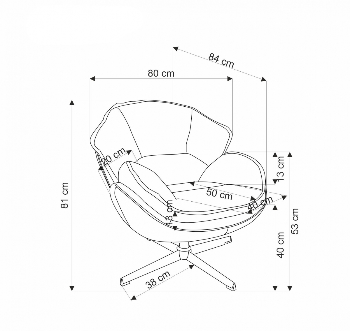 Otočné čalouněné křeslo Odilo - béžová / chrom Křeslo čalouněná Odilo obrotowy - béžová / Chromovaný