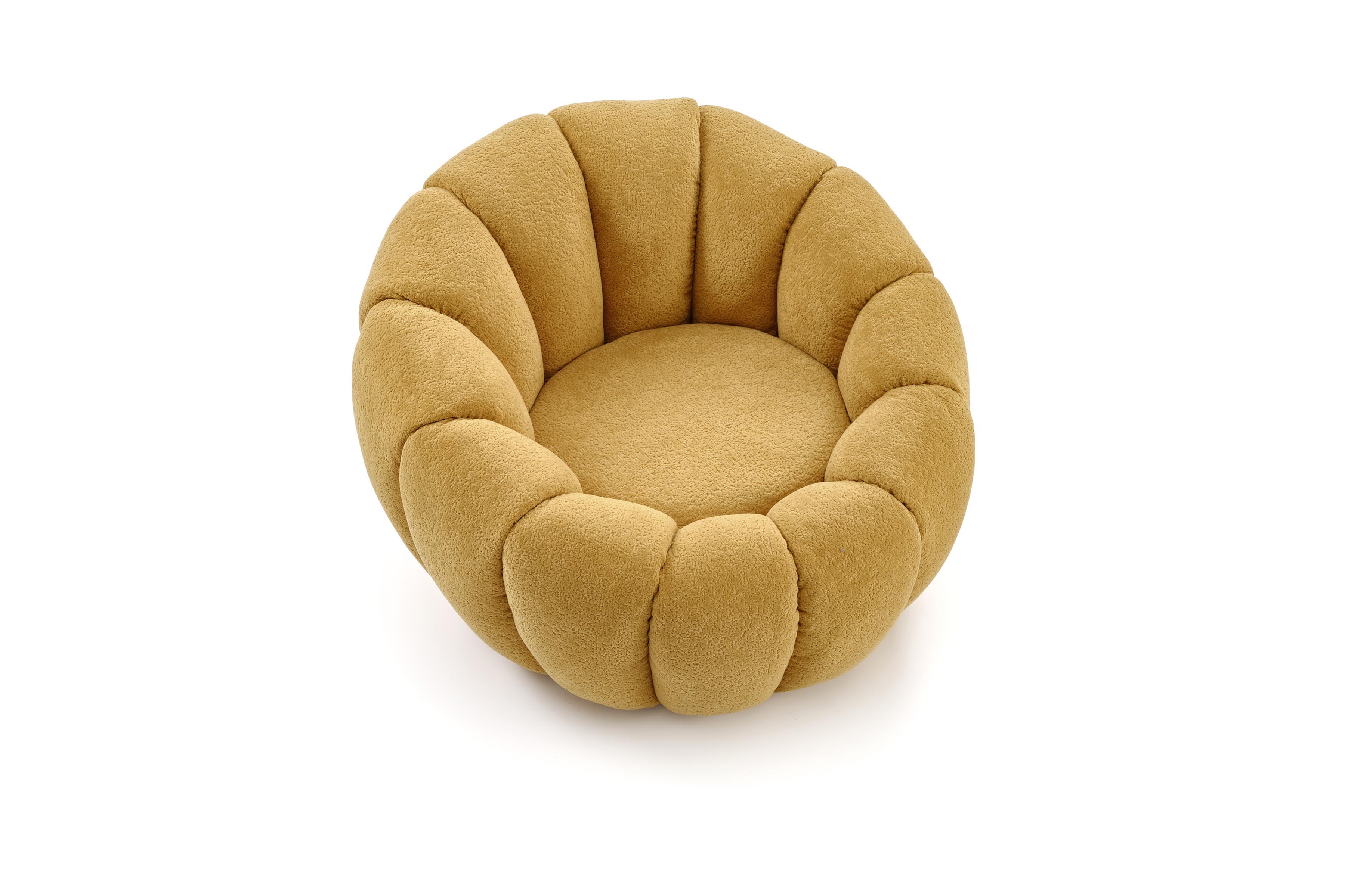 Čalouněné křeslo Pares - hořčicová boucle Křeslo čalouněná Pares - boucle hořčice 