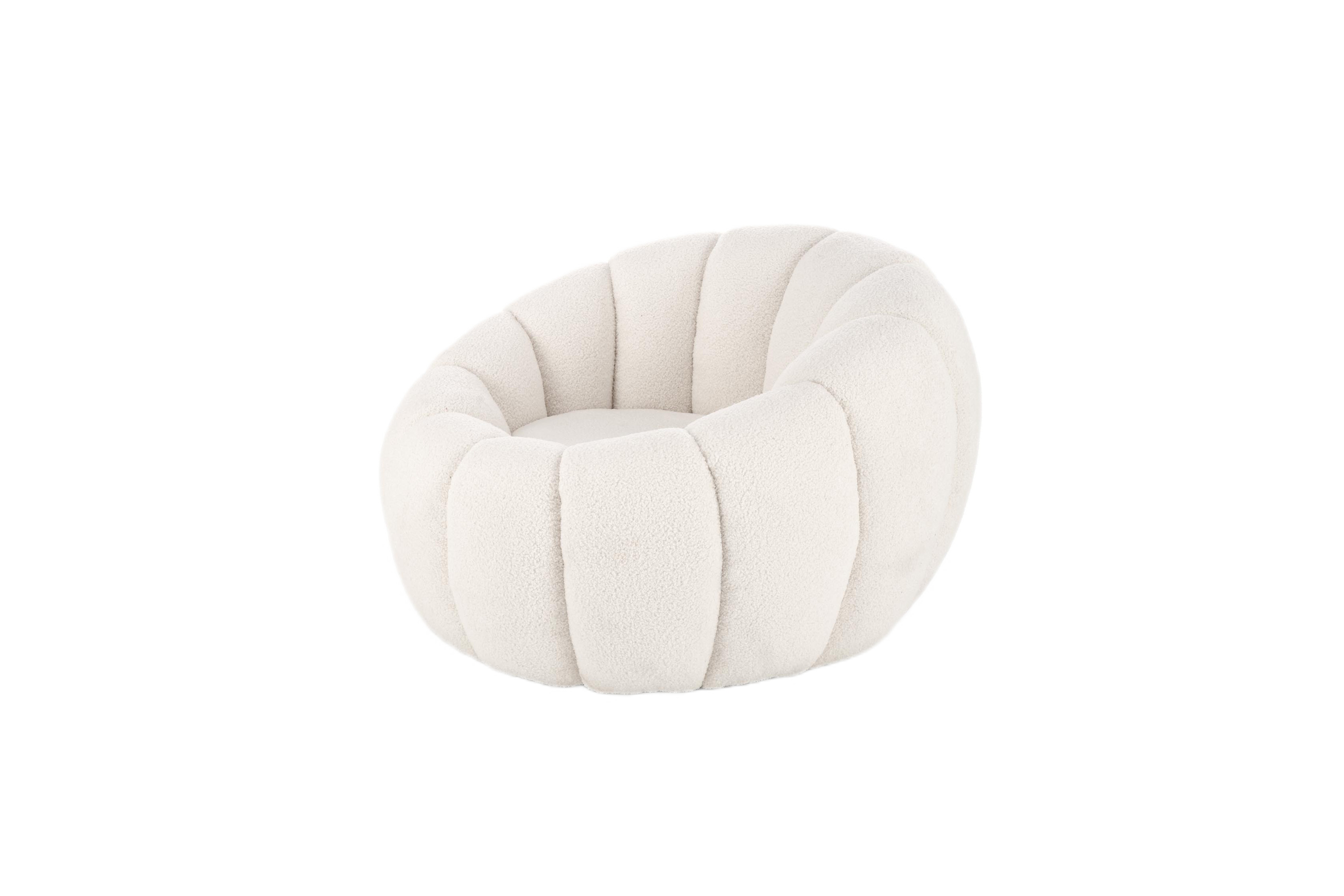 Kreslo odpočinkové Pares - krémový boucle Lambi 1  Kreslo odpočinkové Pares - Krémový boucle Lambi 1 