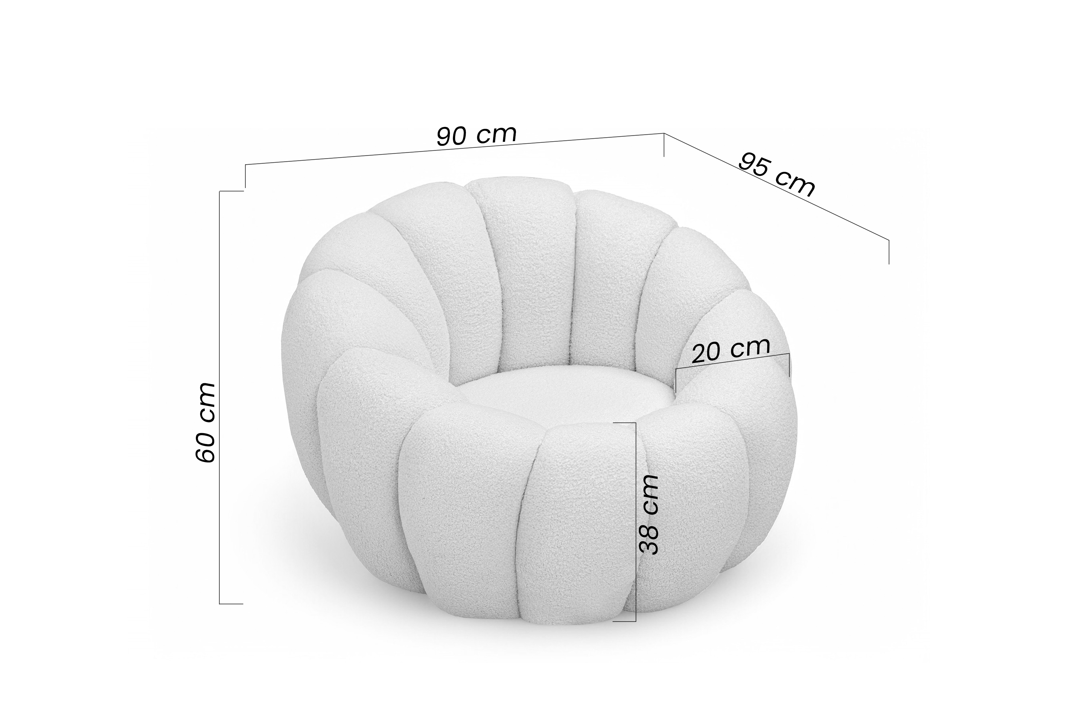 Kreslo odpočinkové Pares - krémový boucle Lambi 1  Kreslo odpočinkové Pares - Krémový boucle Lambi 1 