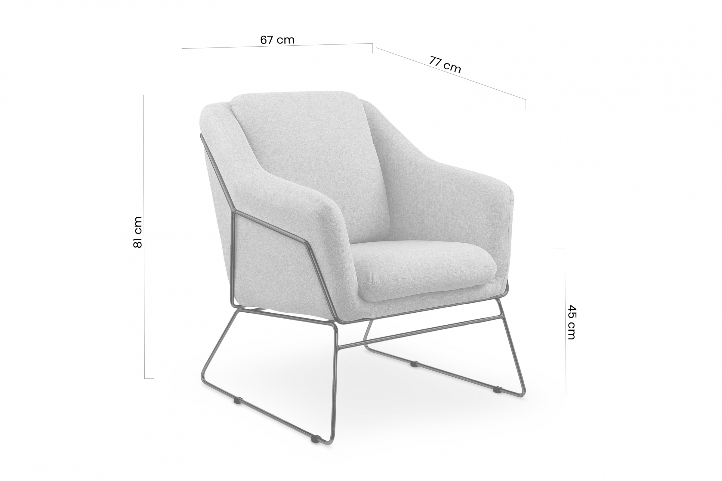 Dizajnové kreslo Pelinio - svetlošedá / čierna Kreslo odpočinkové Pelinio - svetlý popol / čierny nožičky