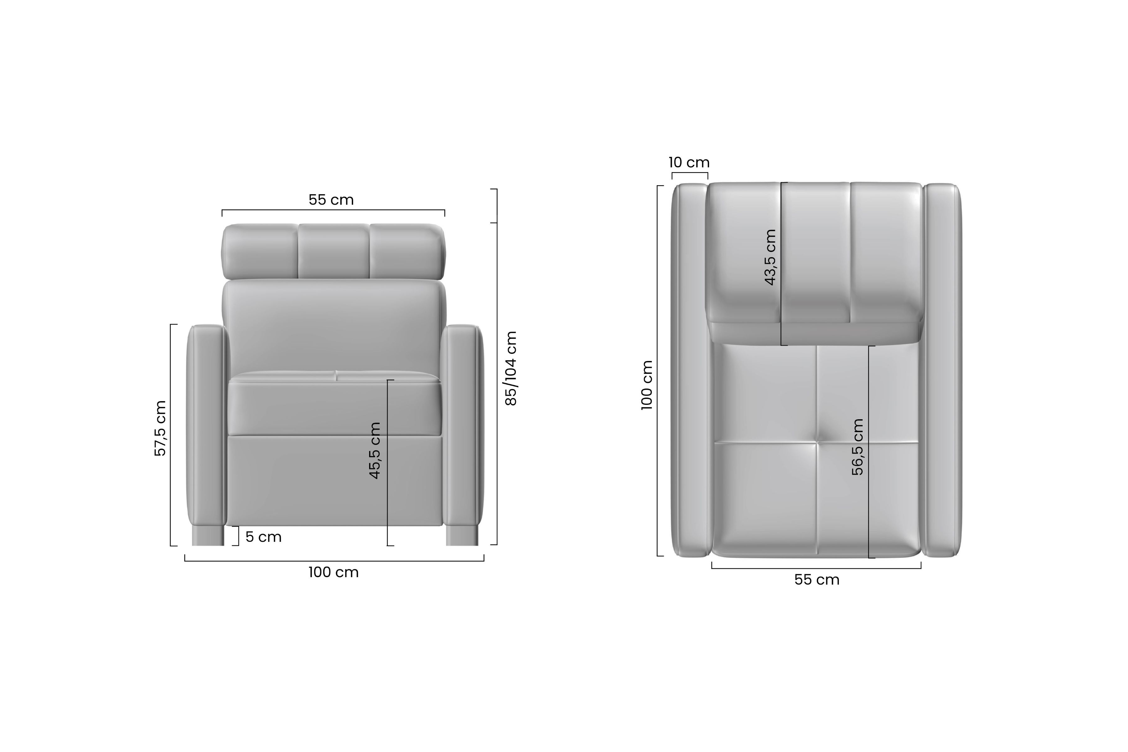 Čalouněné křeslo Taremo s nastavitelnou opěrkou hlavy Křeslo čalouněná Taremo z regulowanym zaglowkiem 