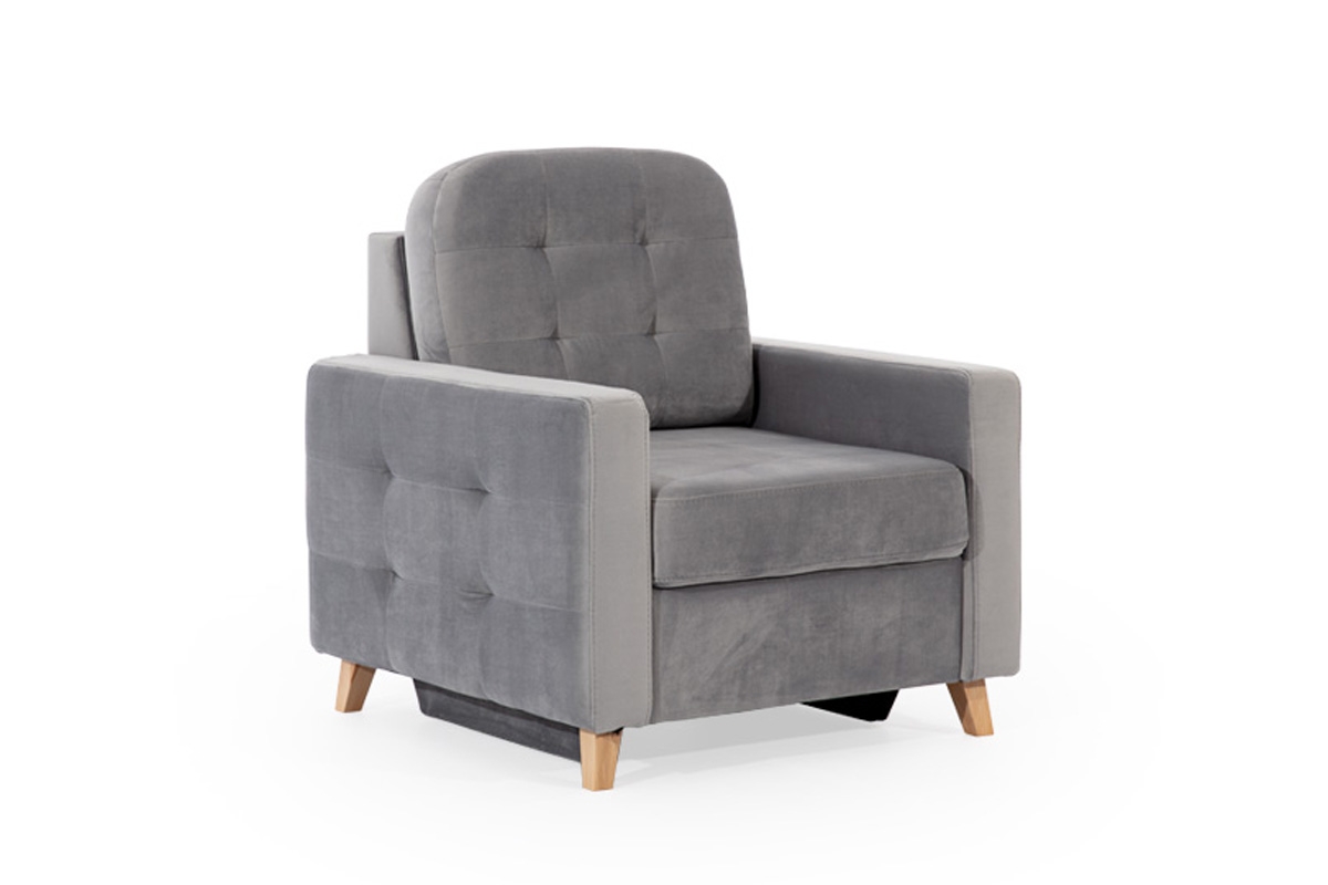 Kreslo odpočinkové Vanisa - šedý velúr Evita 26 - Koncovka Série Kreslo odpočinkové Vanisa - šedý velúr Evita 26