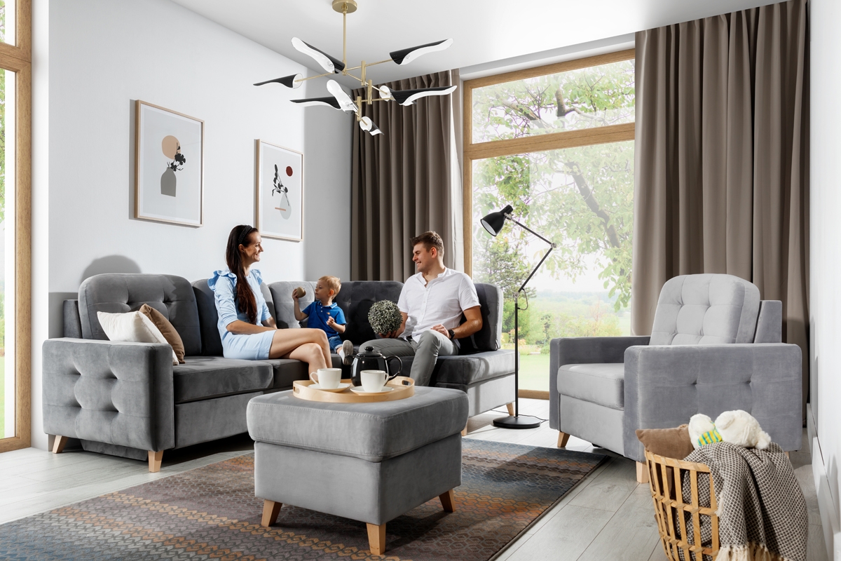 Kreslo odpočinkové Vanisa - šedý velúr Evita 26 - Koncovka Série Kreslo odpočinkové Vanisa - šedý zamat Evita 26