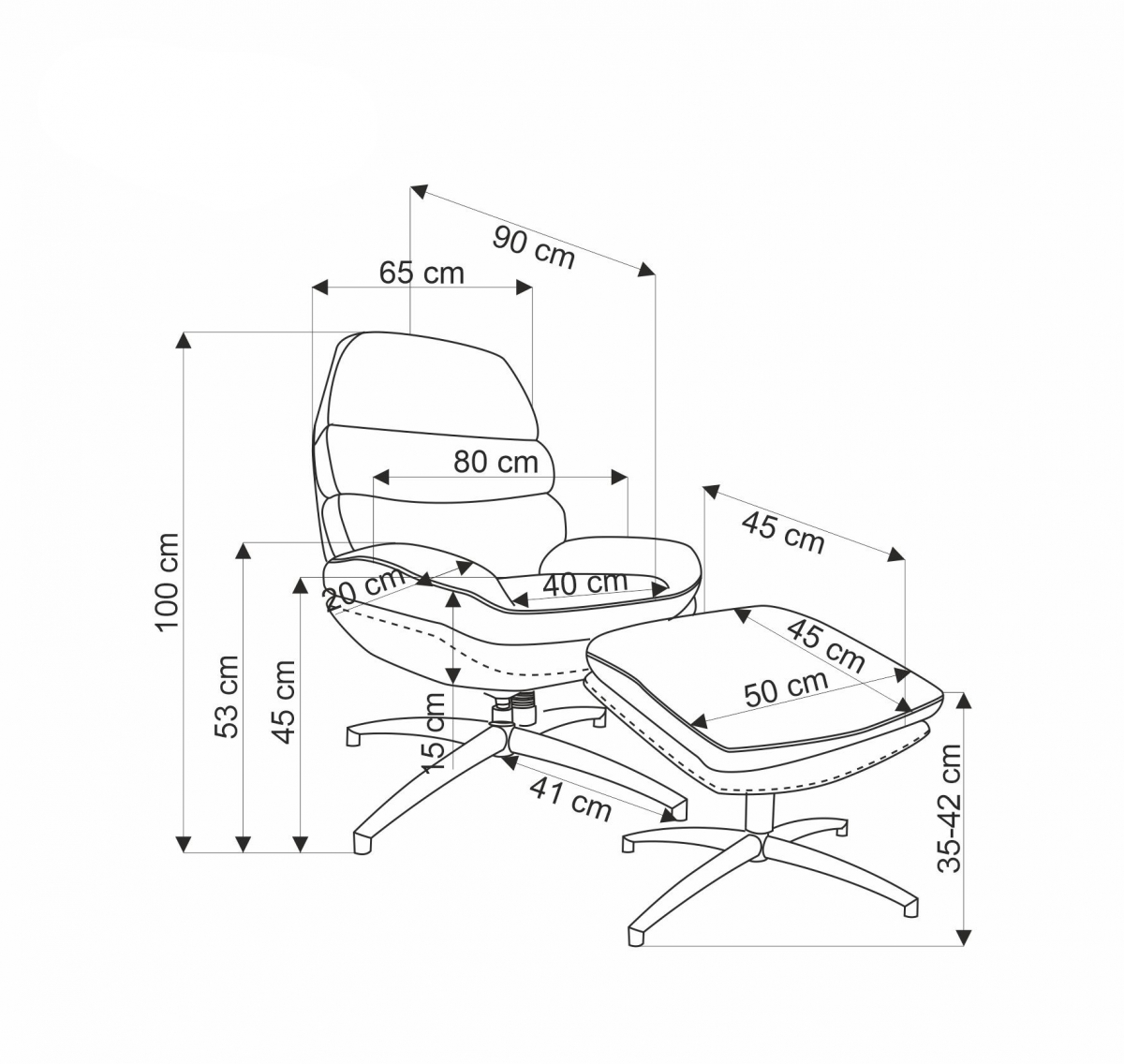 Relaxačné kreslo s podnožkou Avolio - béžová Kreslo odpočinkové z podnozkiem Avolio - béžový