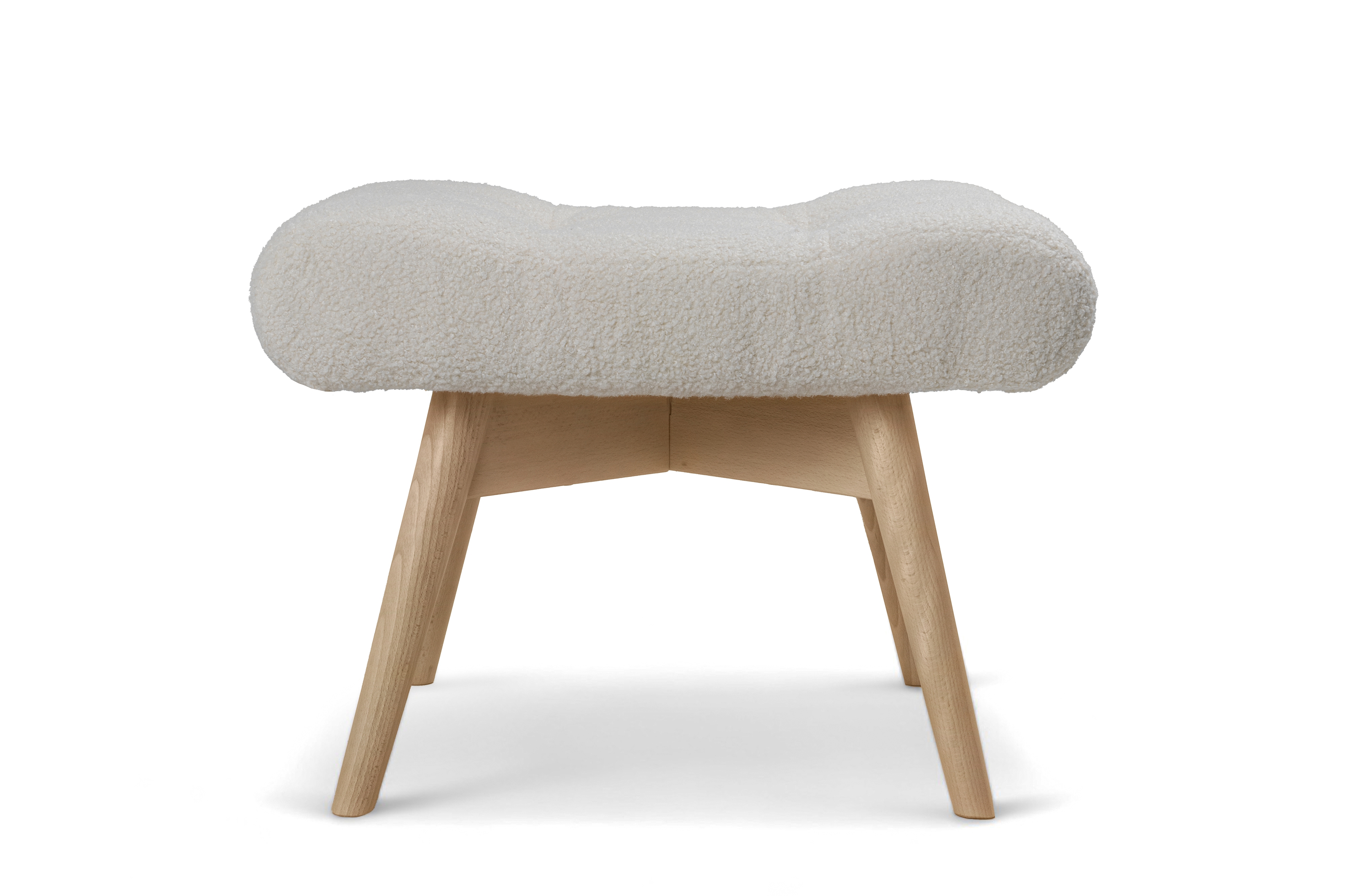 Kreslo z podnozkiem Ušiak Škandinávsky Nordic - Béžová boucle Lambi 8 / buk Kreslo z podnozkiem Ušiak Škandinávsky Nordic - Béžová boucle Lambi 8 / buk