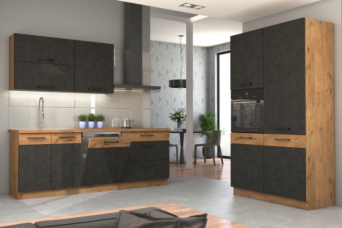 Čelní panel myčky Vindigo Bold ZM 45 cm s odkrytým panelem kolekce nábytku kuchennych Vindigo Bolt - aranzacja