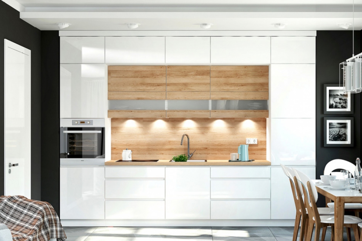 Predný panel na umývačku riadu Campari FZ60A s odkrytým panelom kolekcia nábytku kuchynského Campari - Farebné prevedenie predných časti biely lesk i buk artisan 