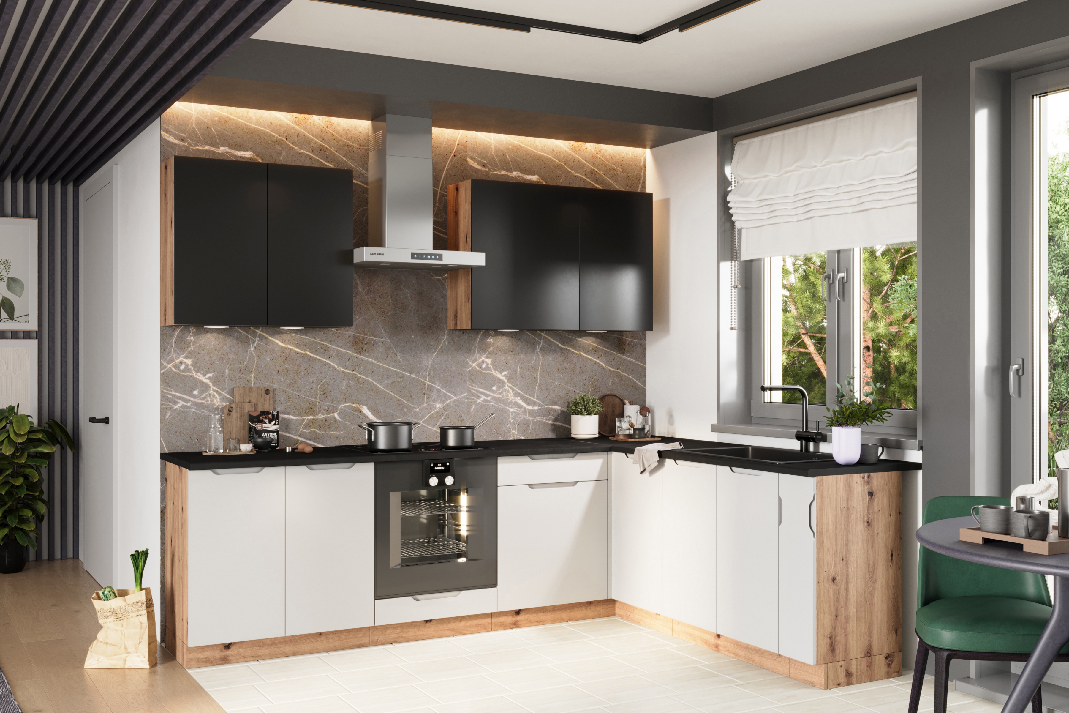 Predný panel na umývačku Isabel 60 PO s otvoreným panelom – svetlosivý mat / dub artisan Predná časť do umývačky 60cm s odkrytým panelom Isabel 60 PO - svetlý šedý mat / Dub artisan